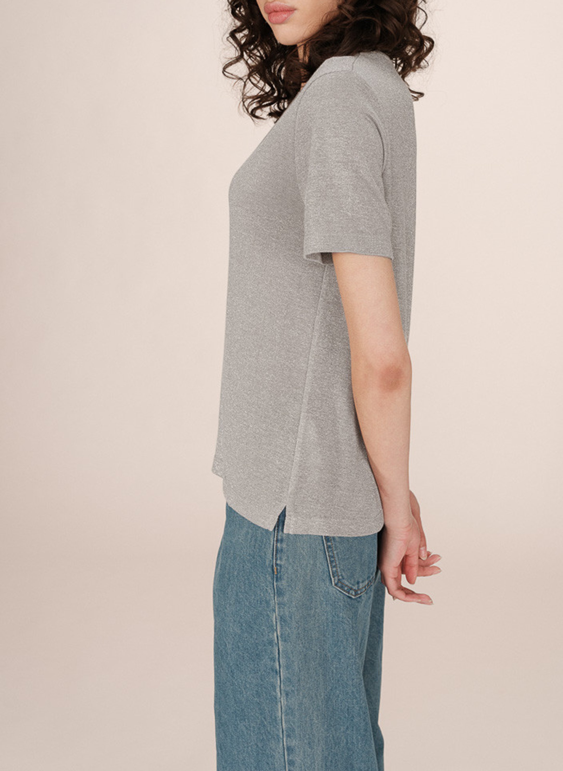 Crepe V-neck top GRACE ET MILA Silver