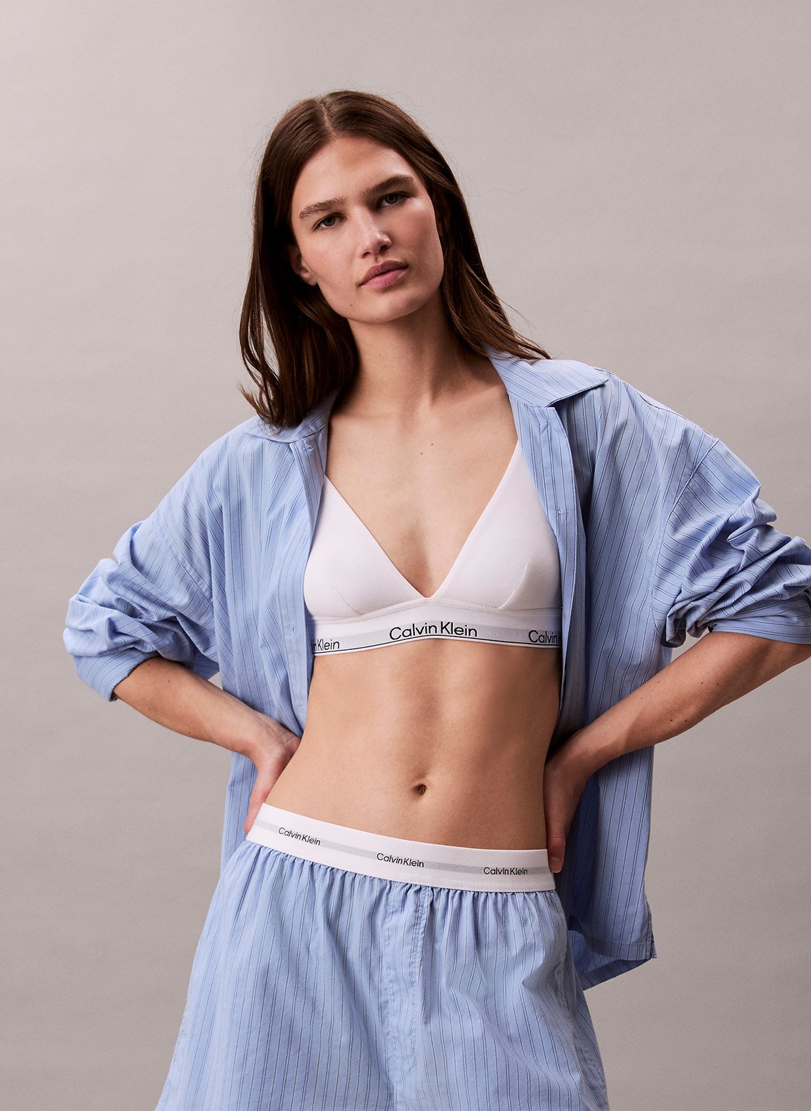 Chemise oversize col classique en coton CALVIN KLEIN UNDERWEAR Bleu