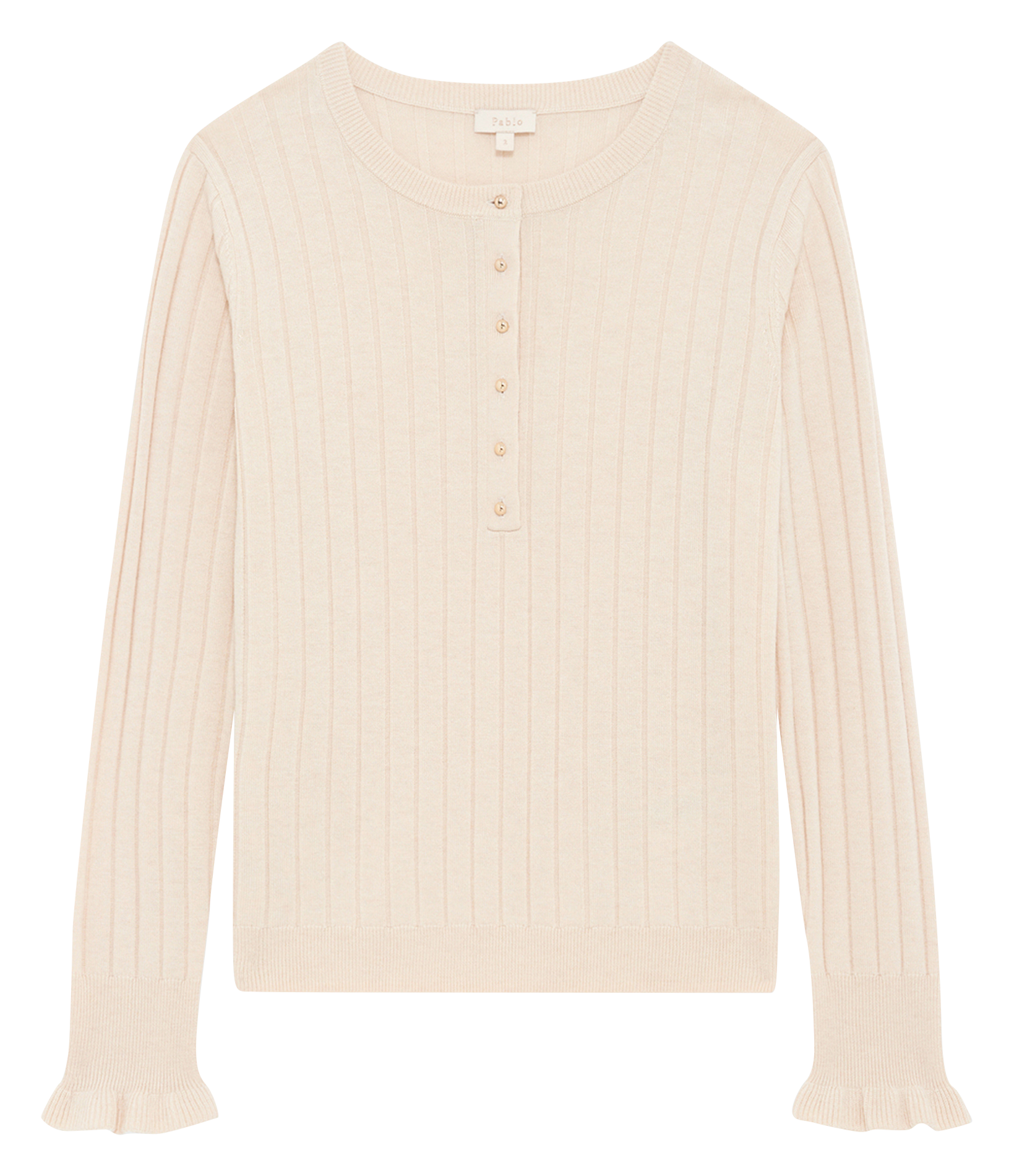 Pull droit col rond en laine mélangée PABLO Beige