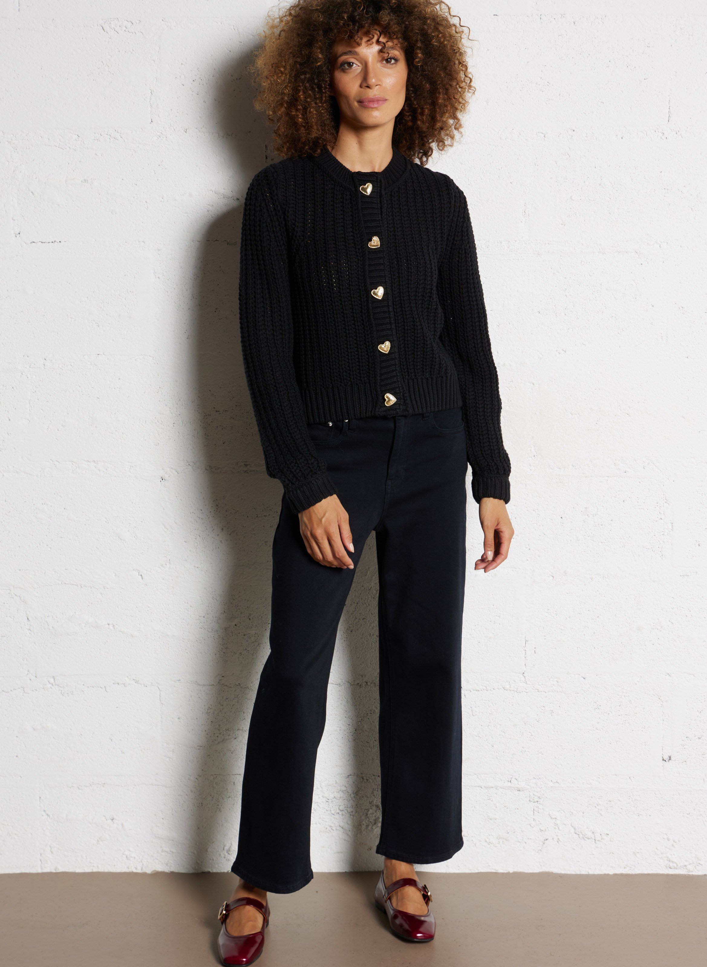 Vest van biologische katoenmix met ronde hals FABIENNE CHAPOT Zwart