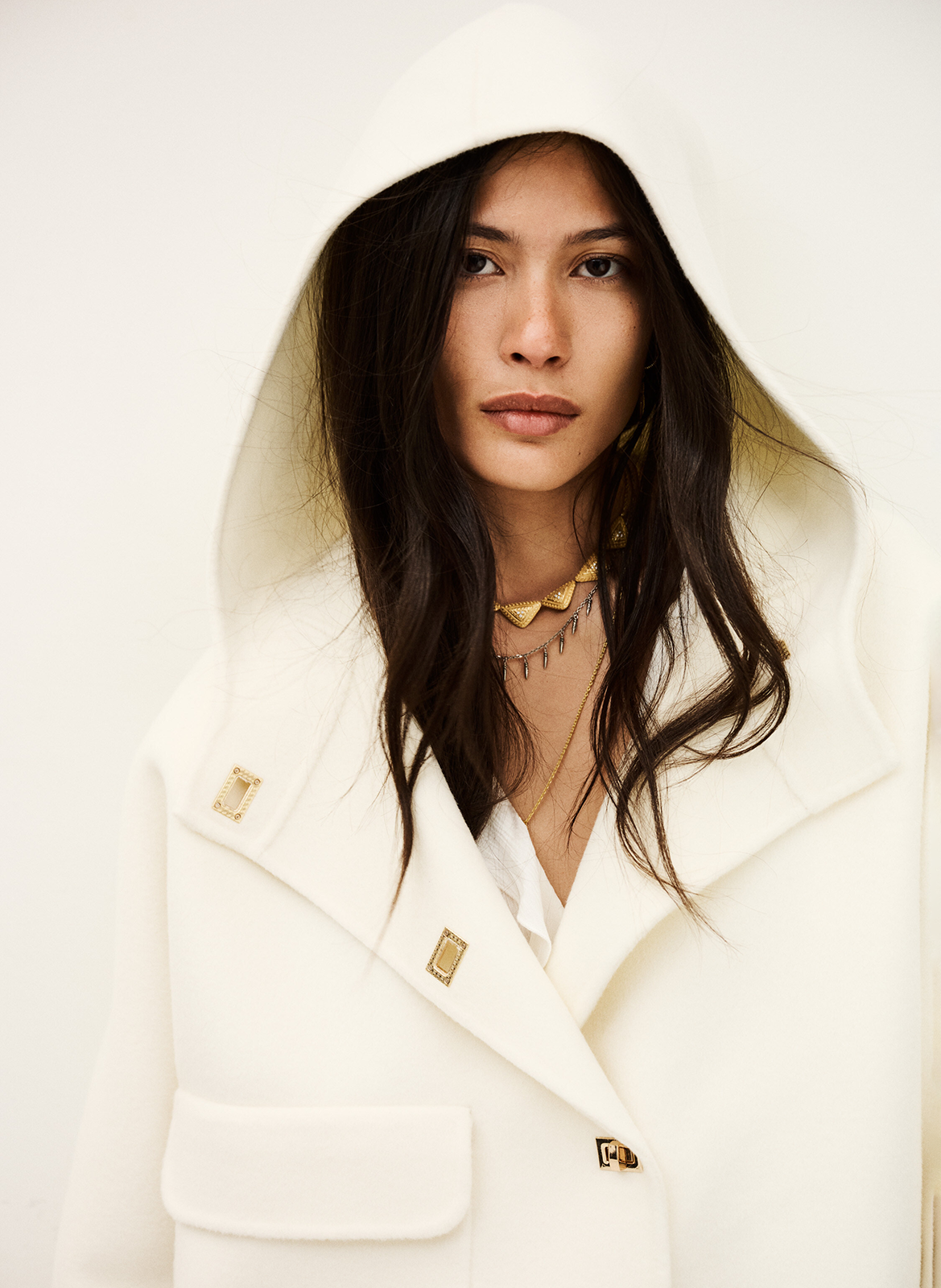 Korte wollen jas met capuchon BA&SH Beige