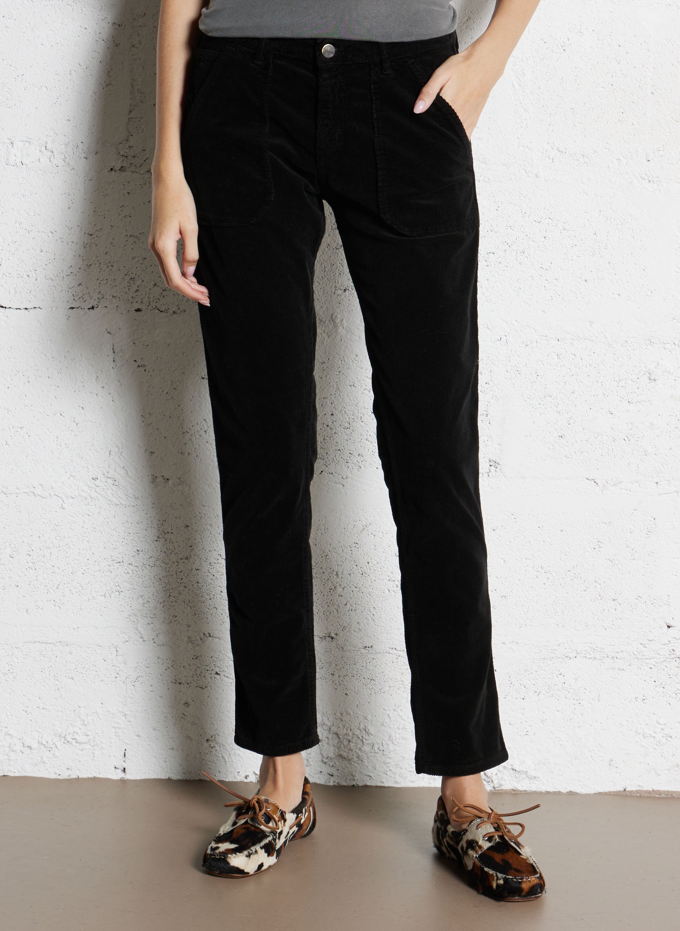 Rechte ribbroek ACQUAVERDE Zwart