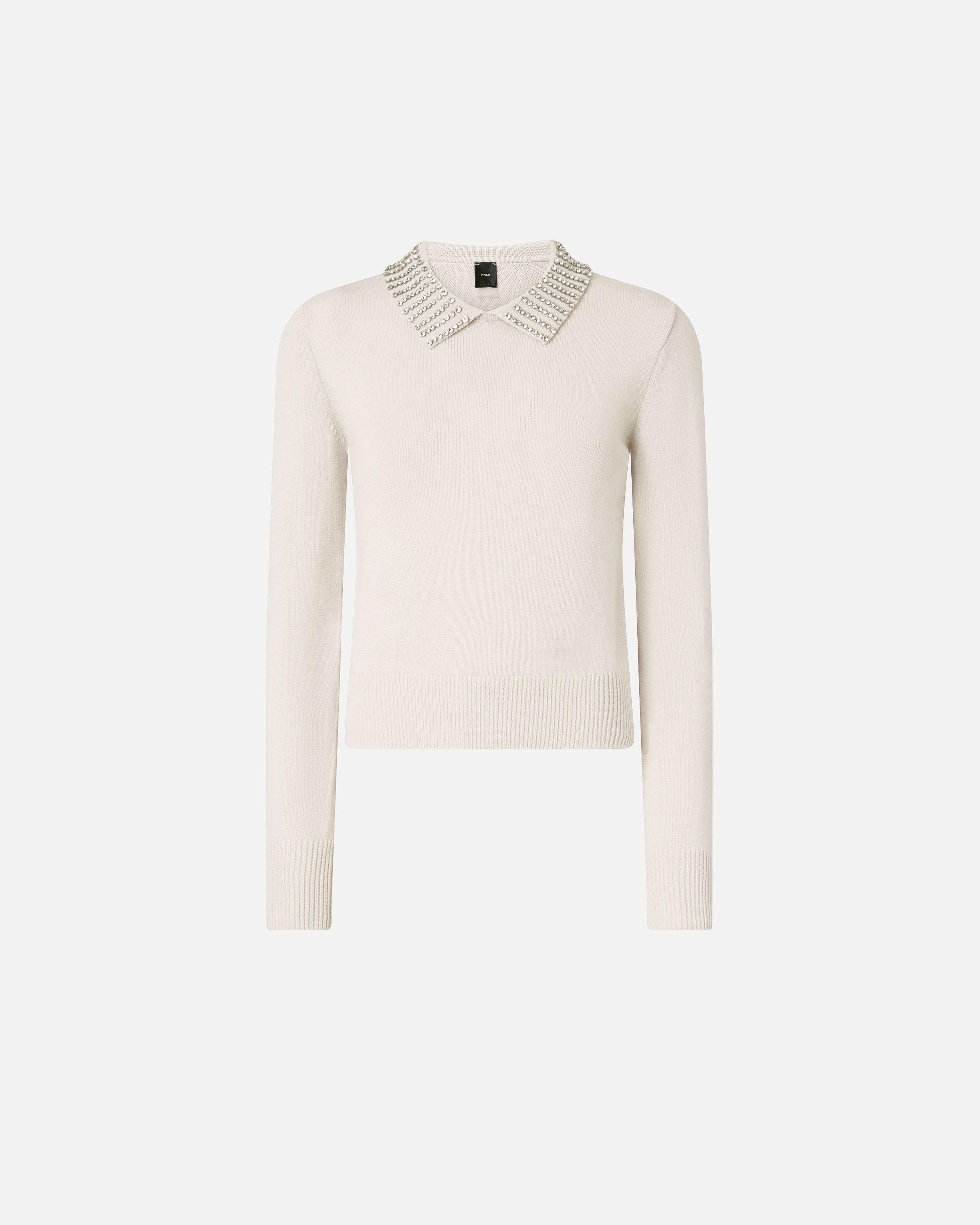 Sweater with collar and rhinestones PINKO Silver