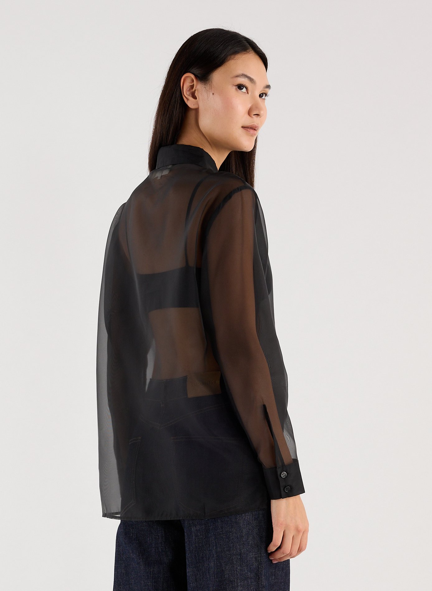 Straight sheer organza shirt SAISON 1865 Black