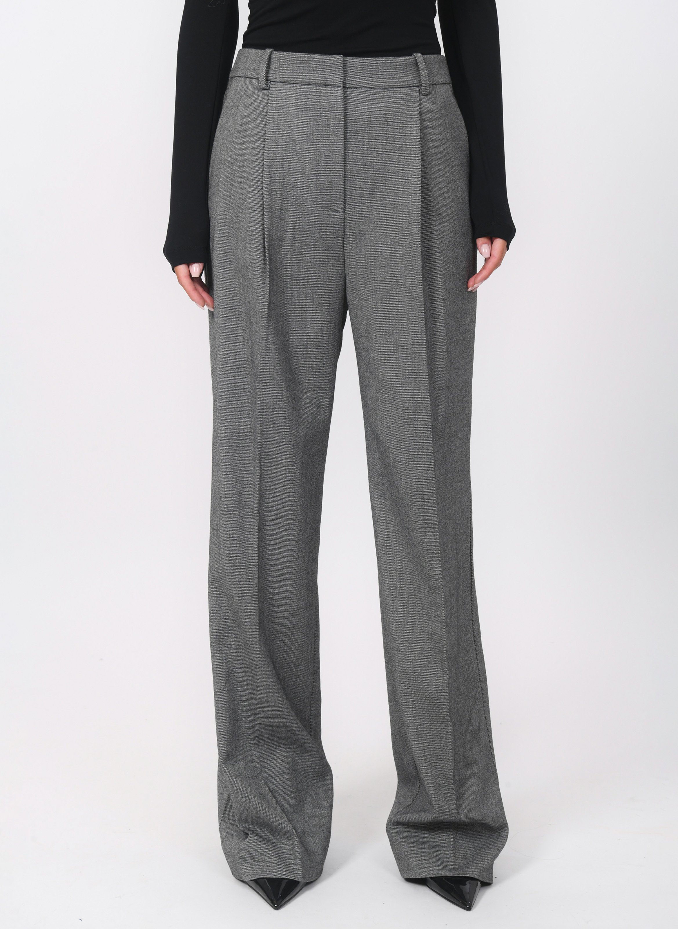 Pantalon large chiné à plis KOOKAI Gris