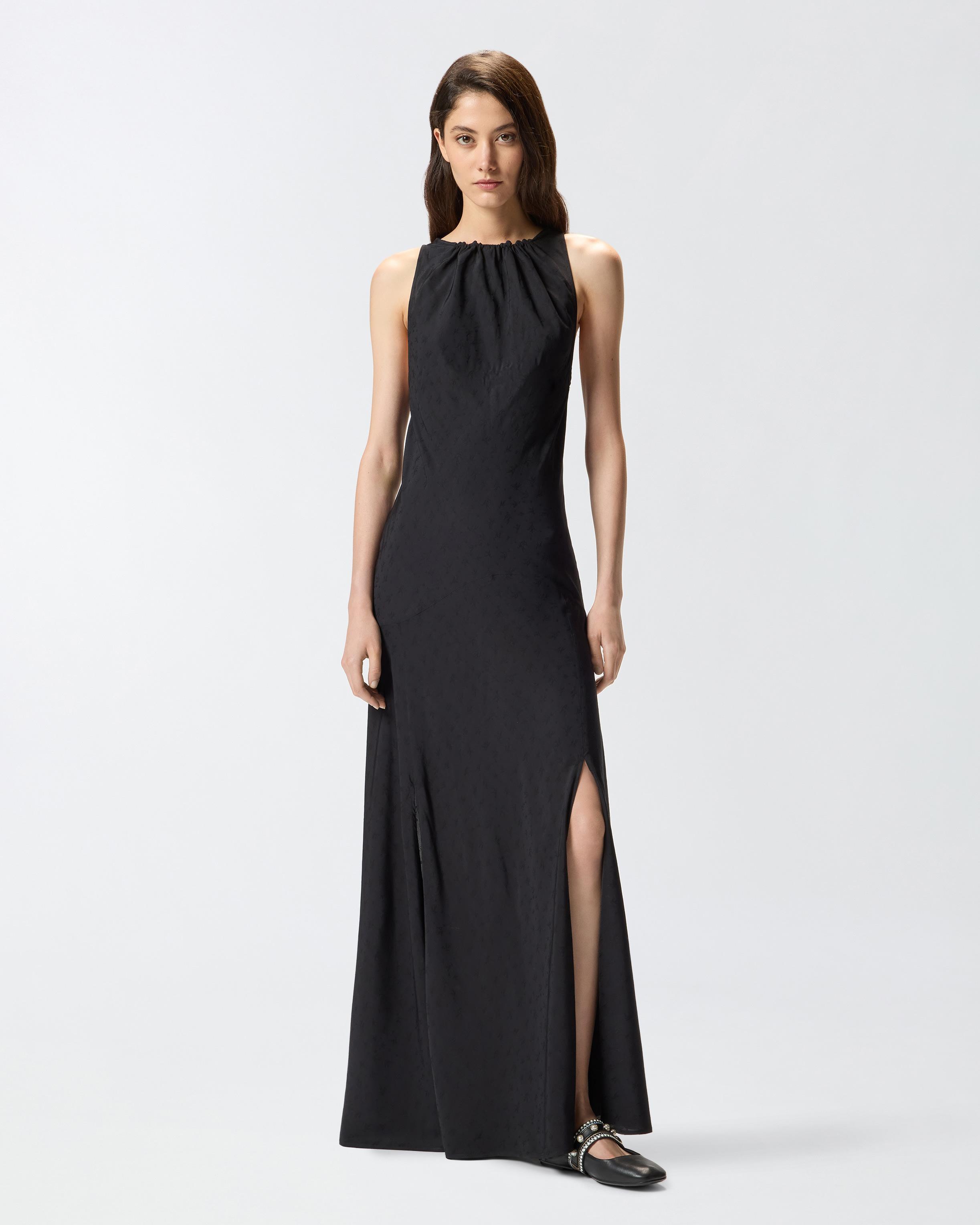 Long viscose jacquard dress PINKO Black