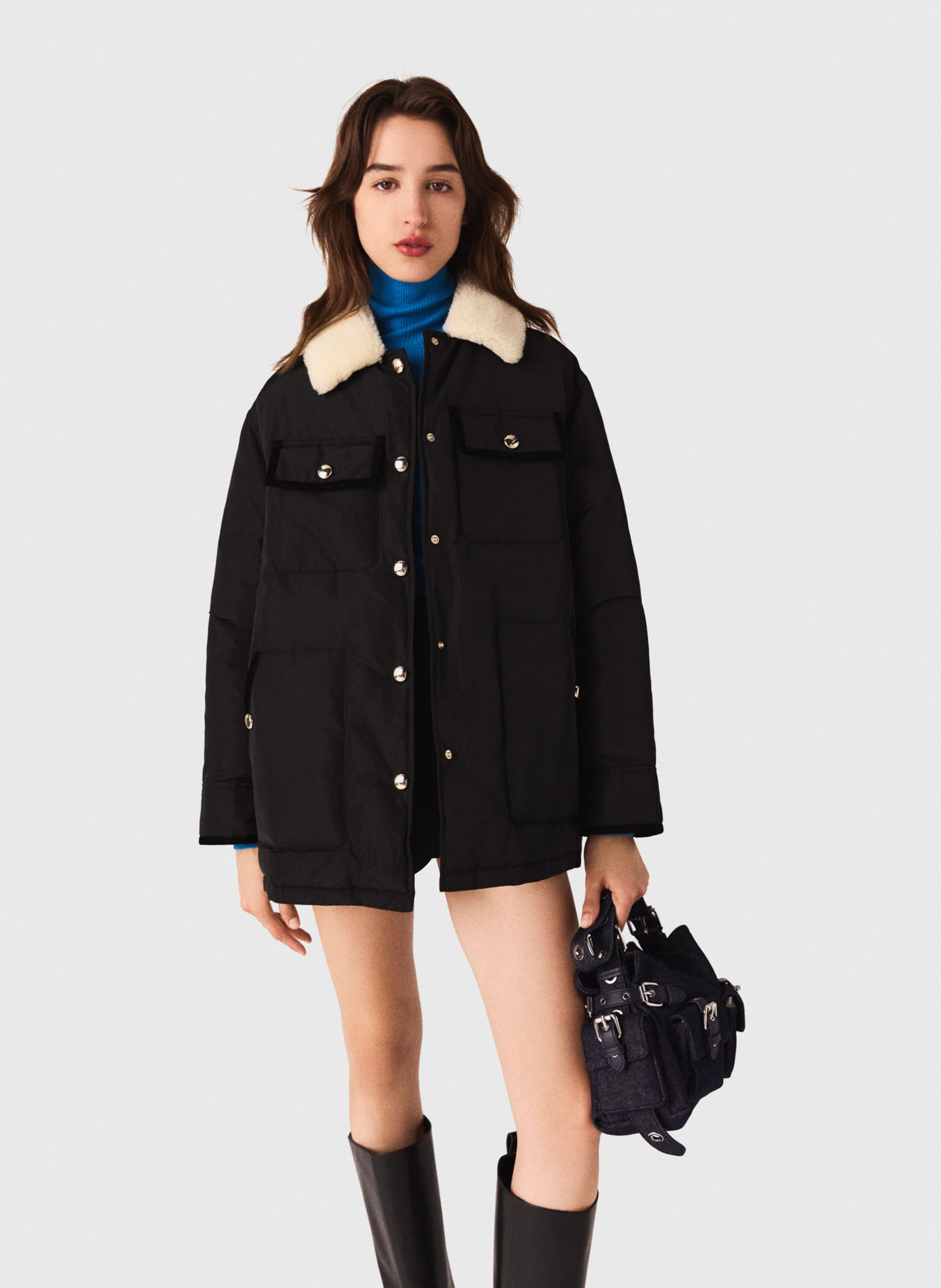 Veste droite col classique MAJE Noir