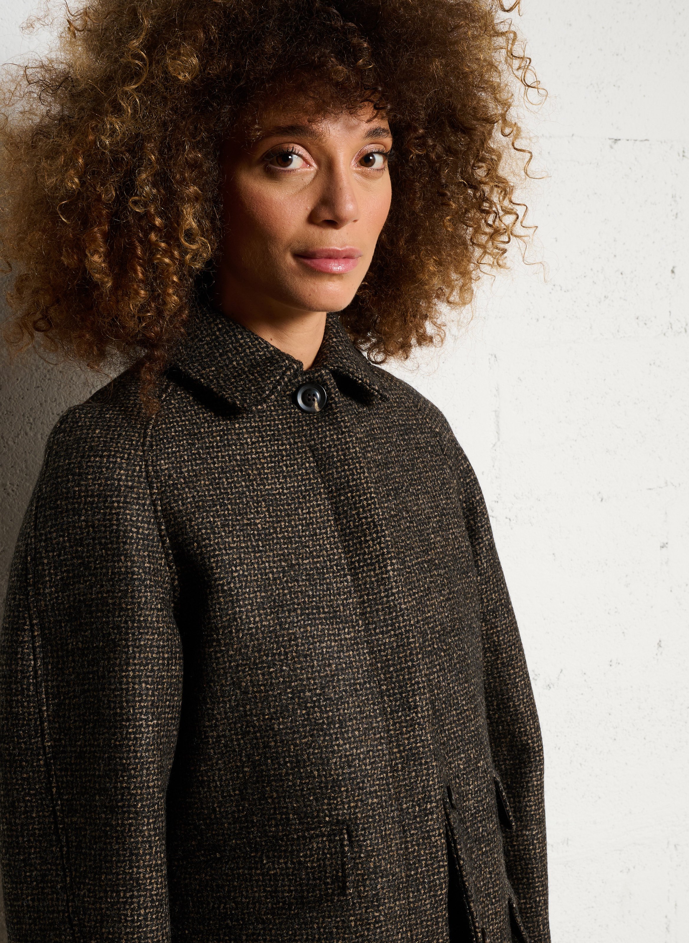 Classic-collar wool-mix coat SOEUR Brown
