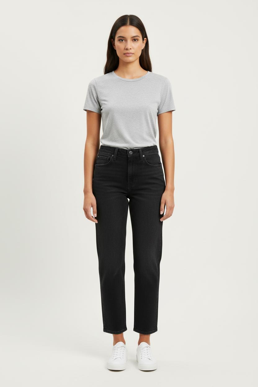 Cropped slim jeans with studs LEE - Seconde Main Black