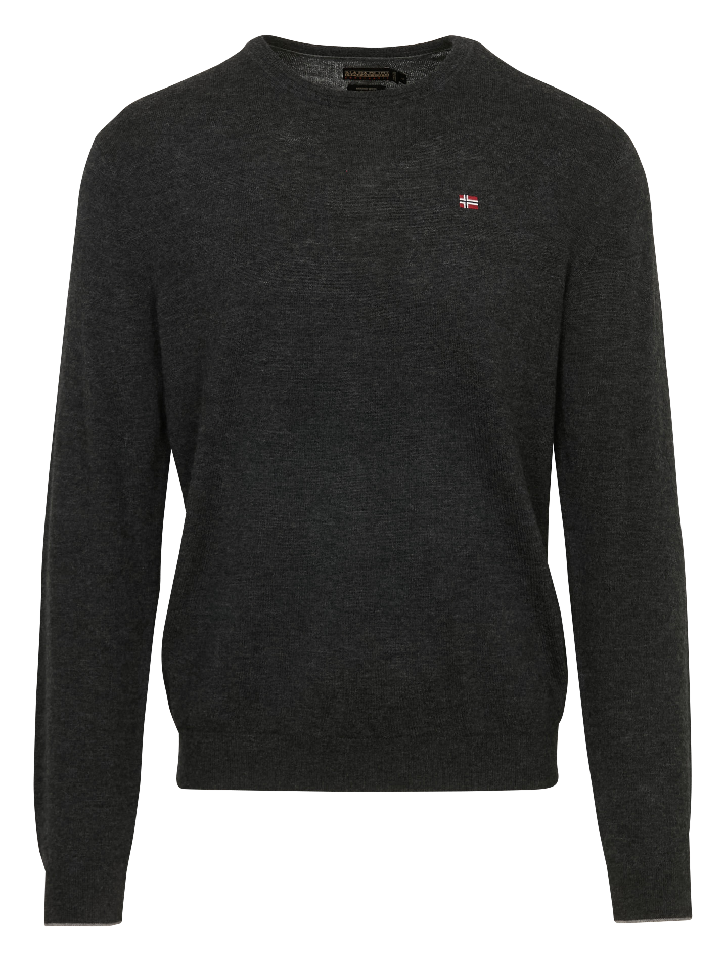 Rechte trui met ronde hals en geborduurd in wol NAPAPIJRI Grijs