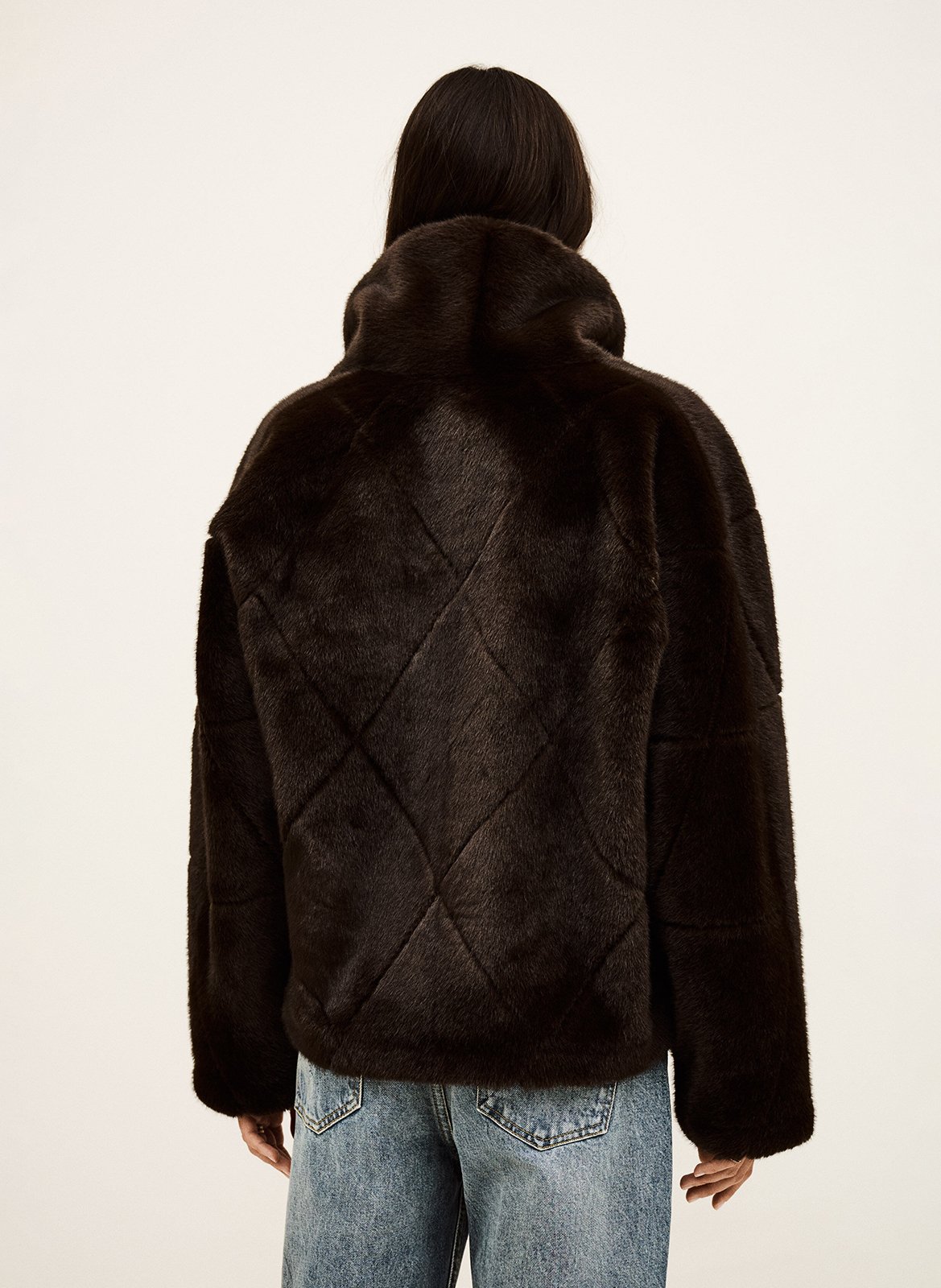 Oversized jas met omgeslagen kraag en faux bonteffect BA&SH Bruin