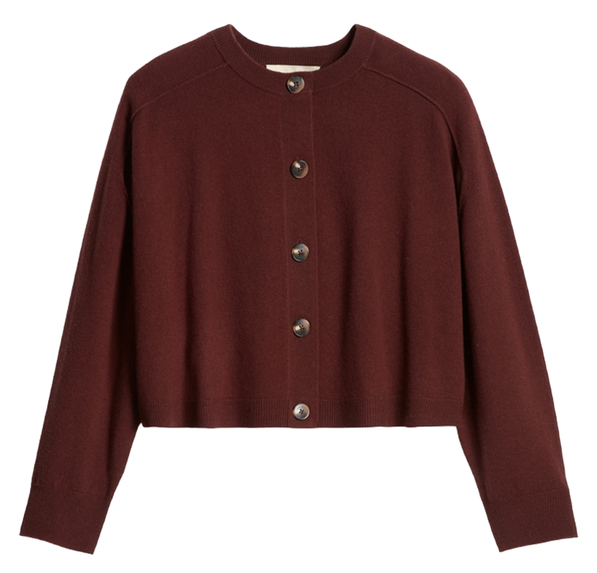 Cardigan col rond ample en laine DOUVE Marron