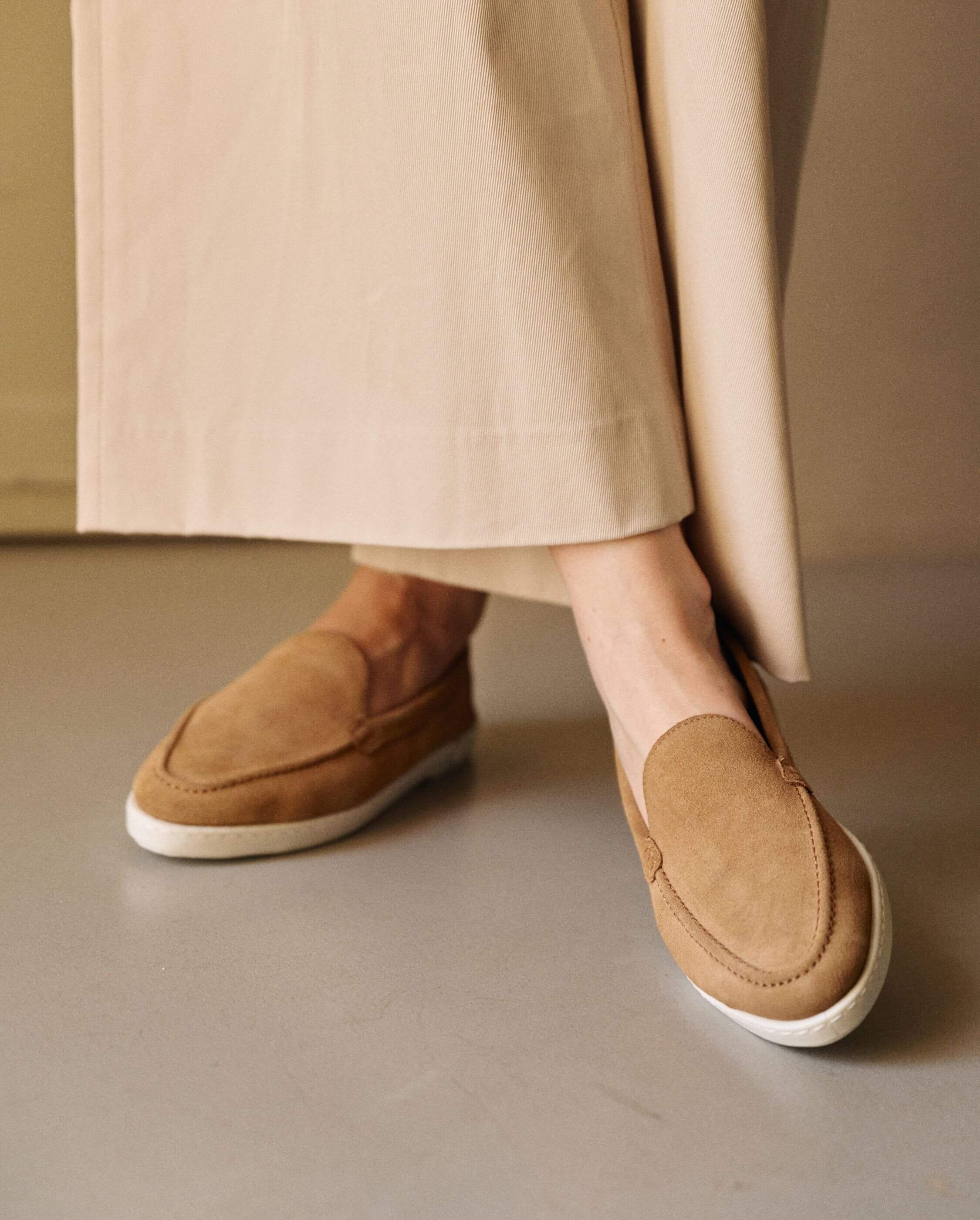 Women's moccasin slippers, camel ANGARDE Brown