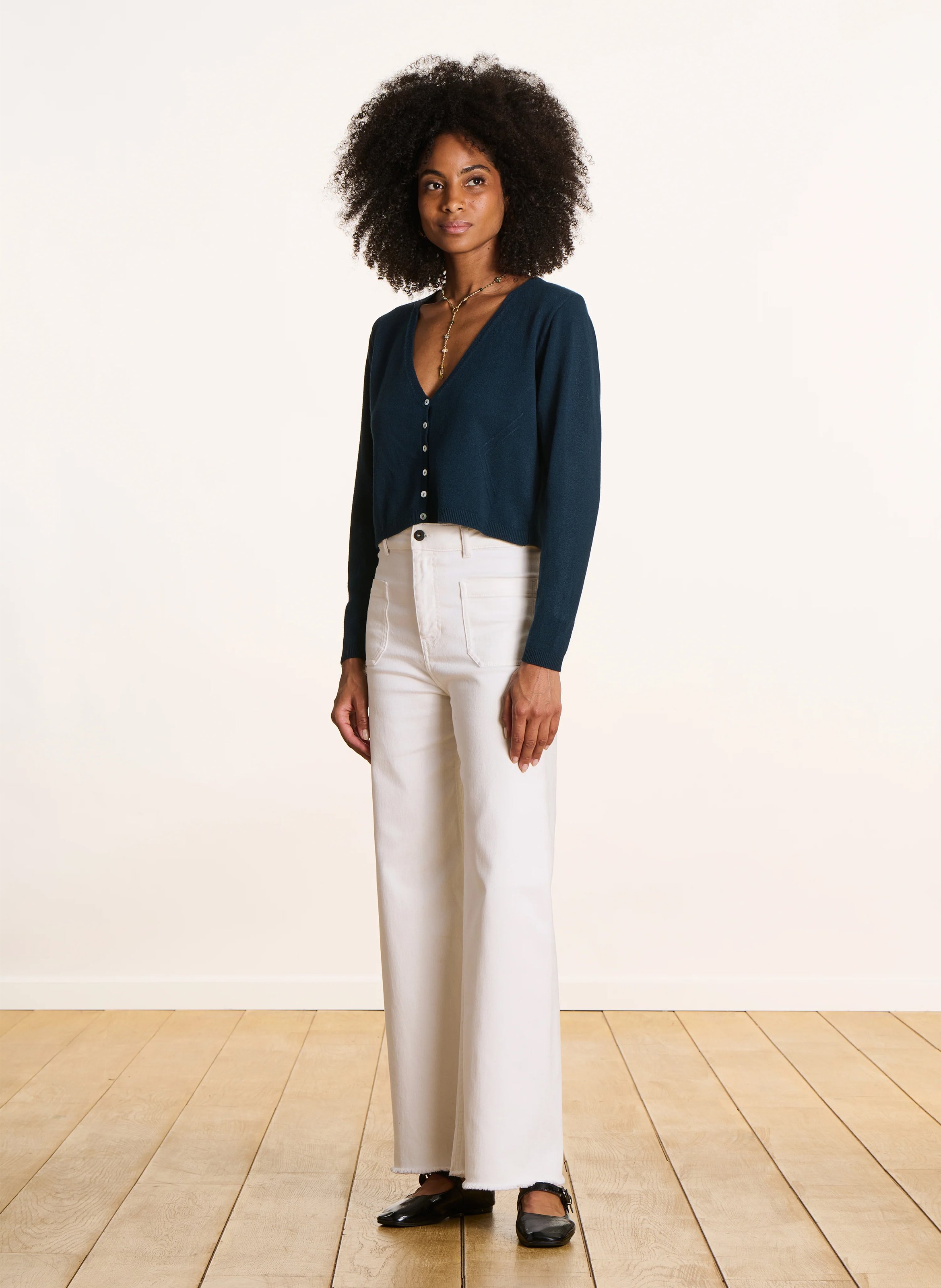 Kort vest met V-hals LA FEE MARABOUTEE Blauw