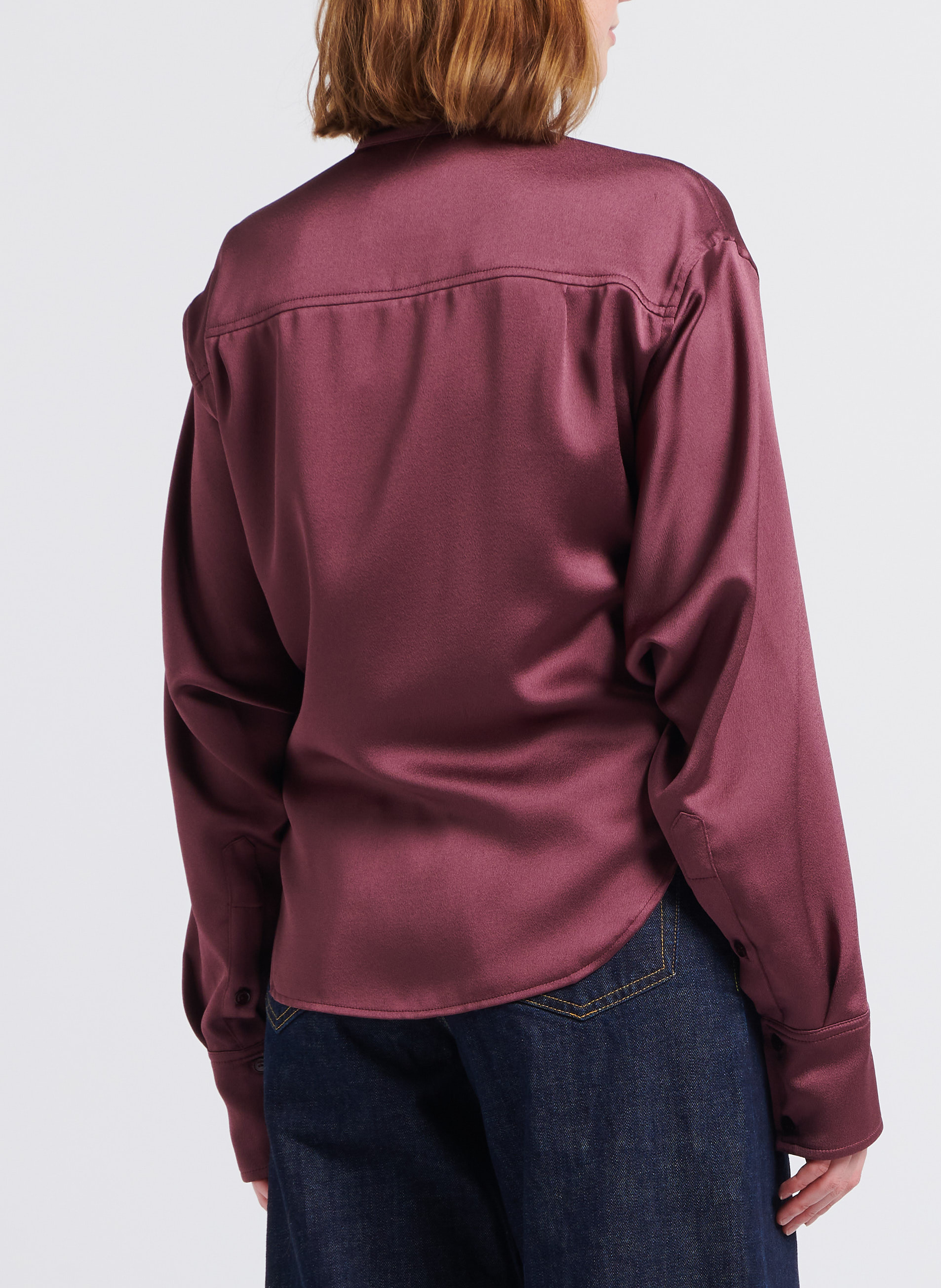 Satiniertes Hemd mit Mao-Kragen LAURENCE BRAS Pflaume