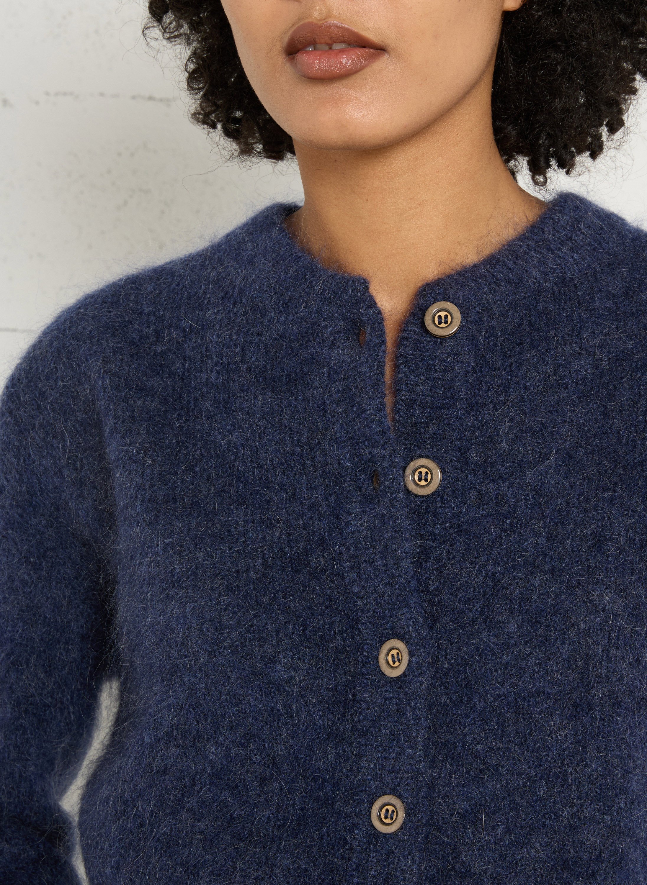 Cardigan col rond en mohair mélangé MAISON 123 Bleu