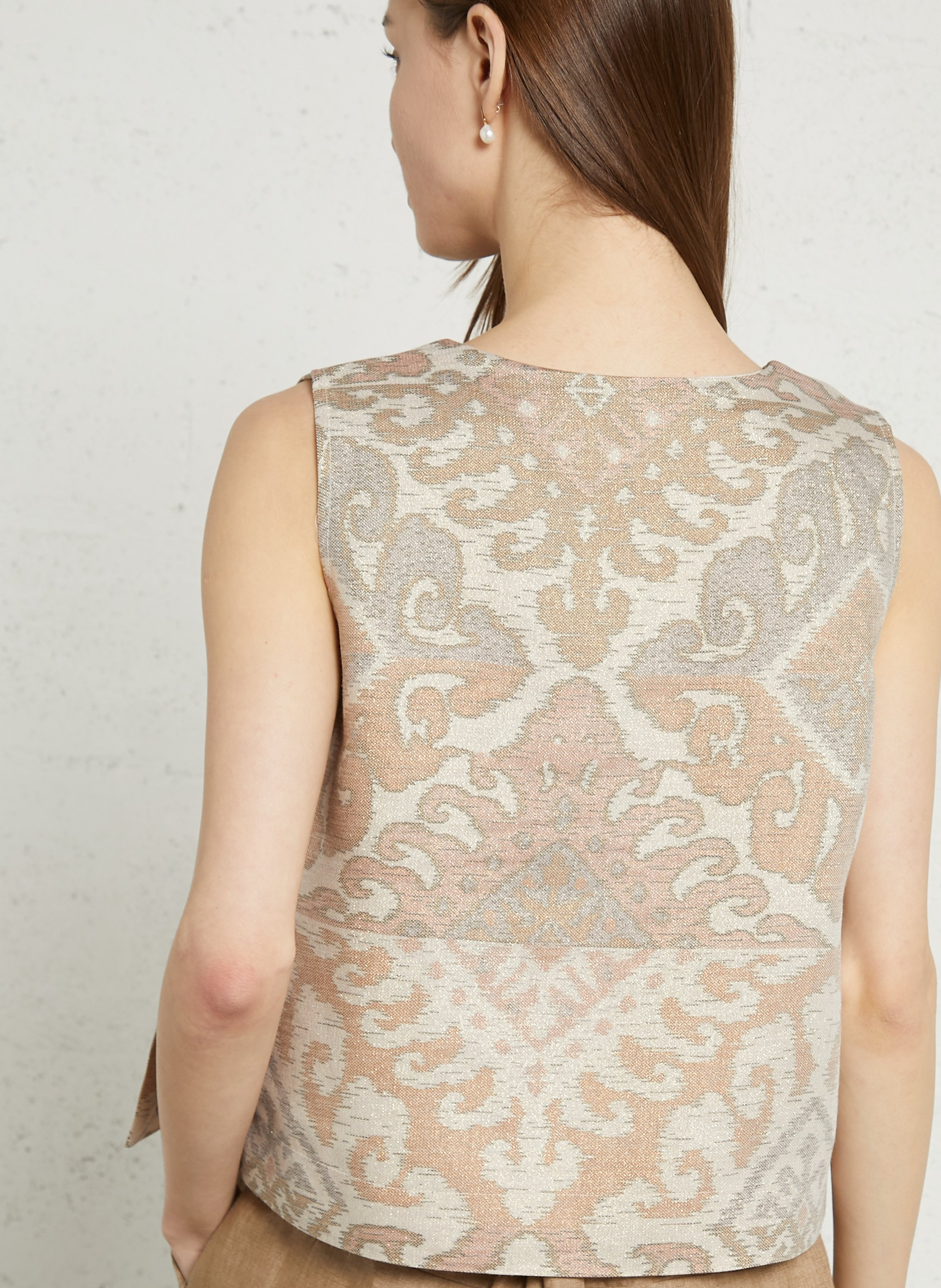 Sleeveless Loose-Fit Printed Top SEE U SOON Beige