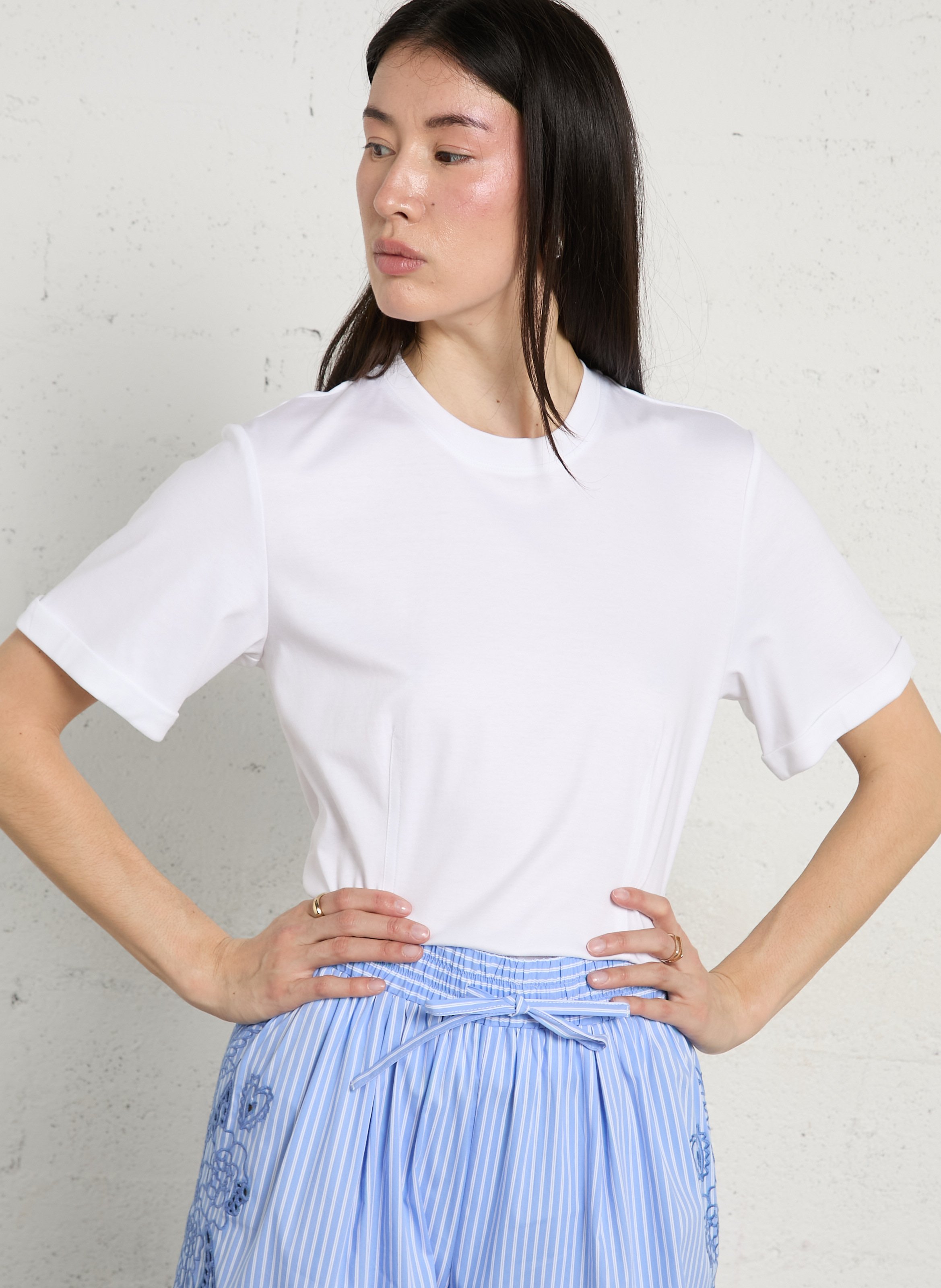 Getailleerd T-shirt van katoen BERENICE Wit