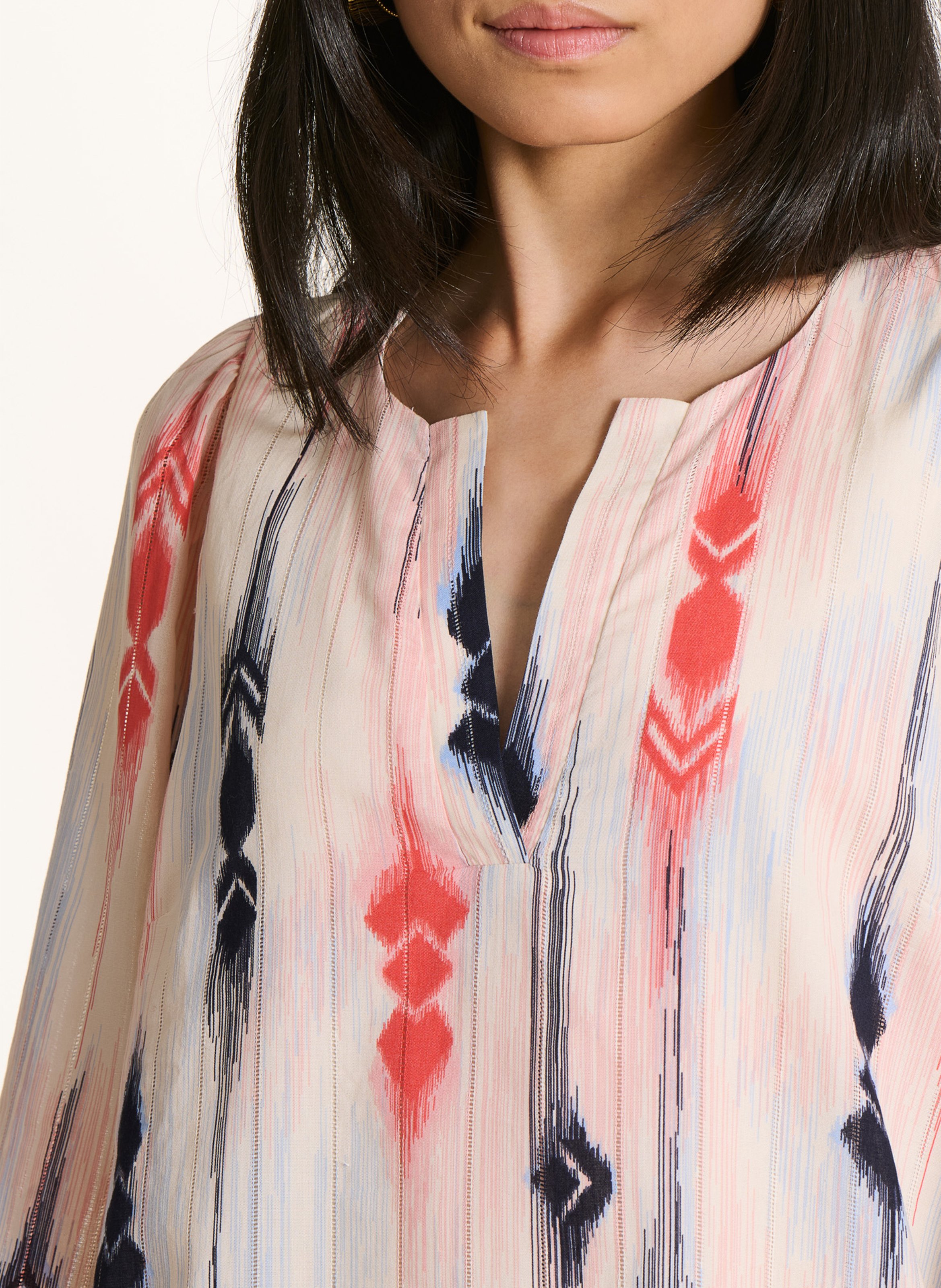 Kurzkleid aus Bio-Baumwolle mit Henley-Ausschnitt LA FEE MARABOUTEE Mehrfarbig