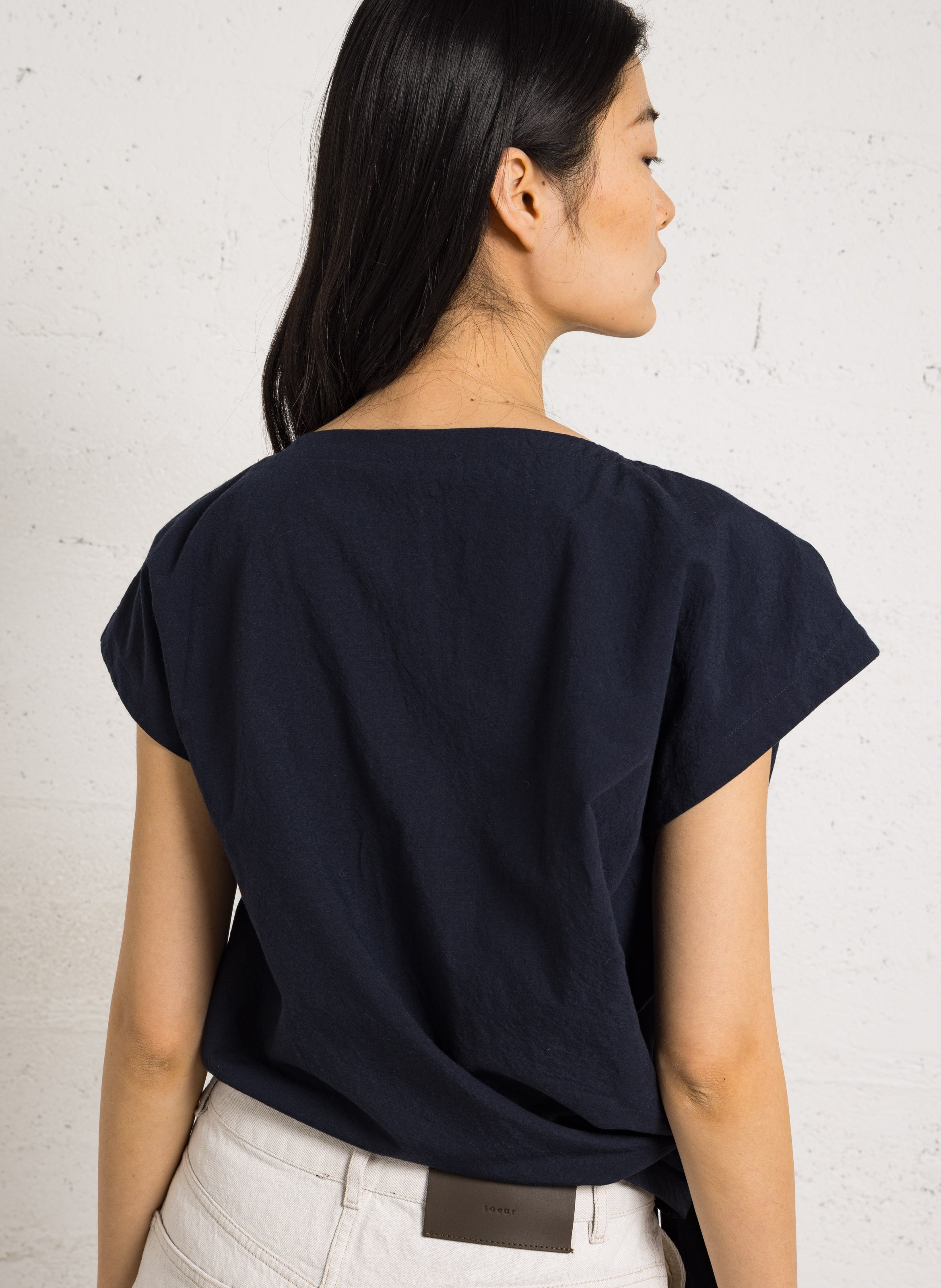 Solid color wrap-around top SOEUR Blue