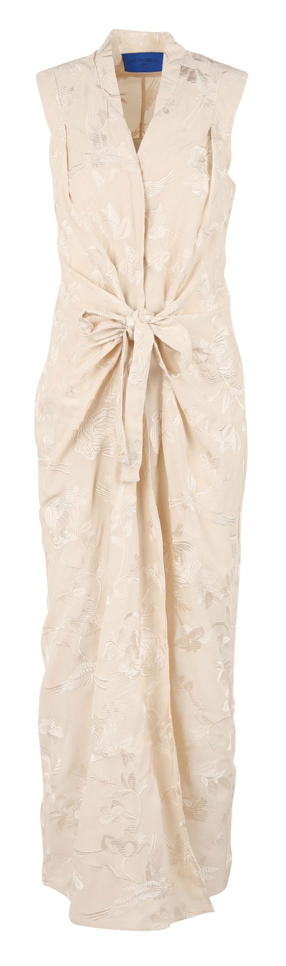 Langes, besticktes Kleid mit V-Ausschnitt MES DEMOISELLES Beige