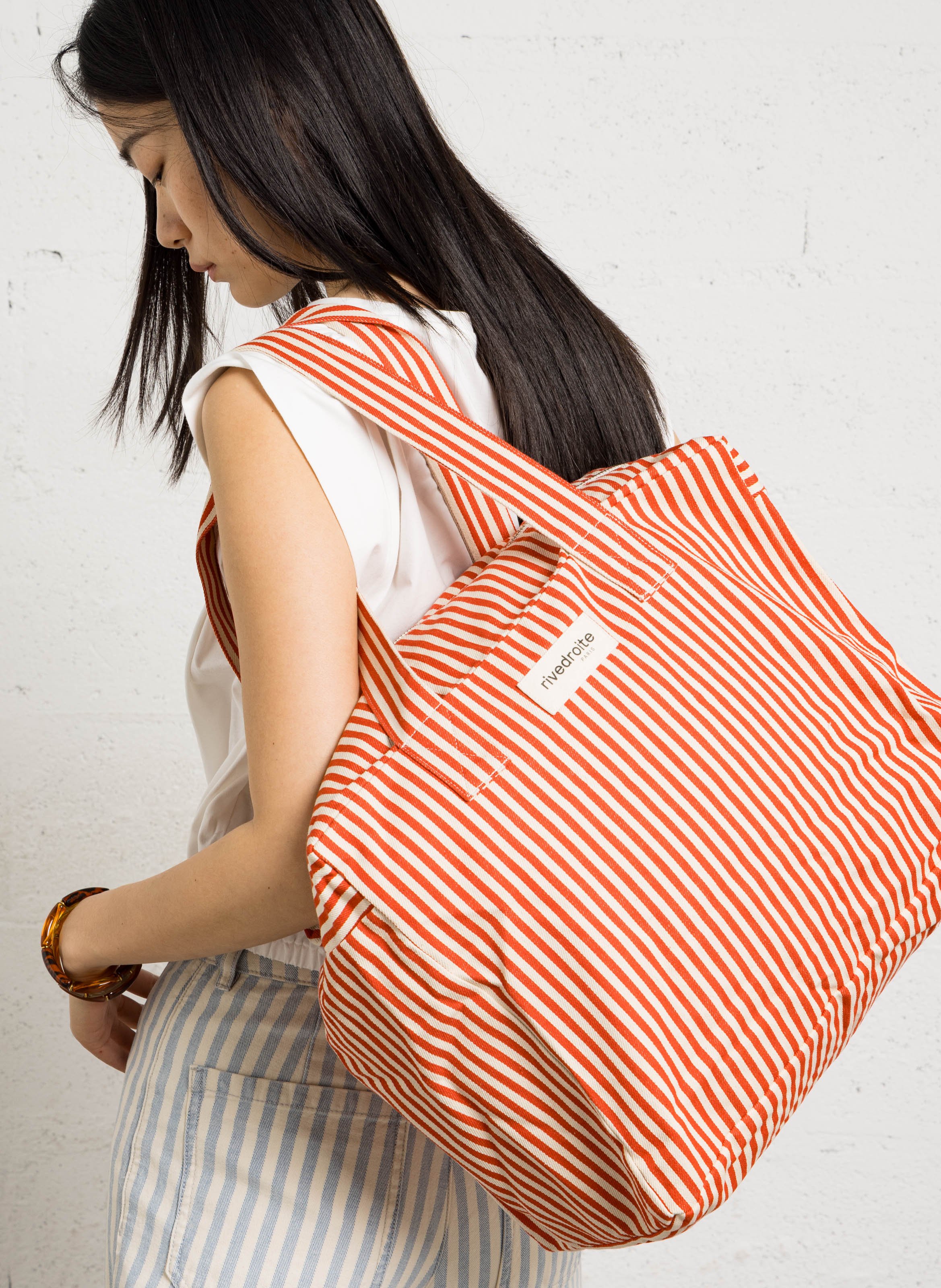 Sac week-end en coton recyclé imprimé RIVEDROITE PARIS Multicolore