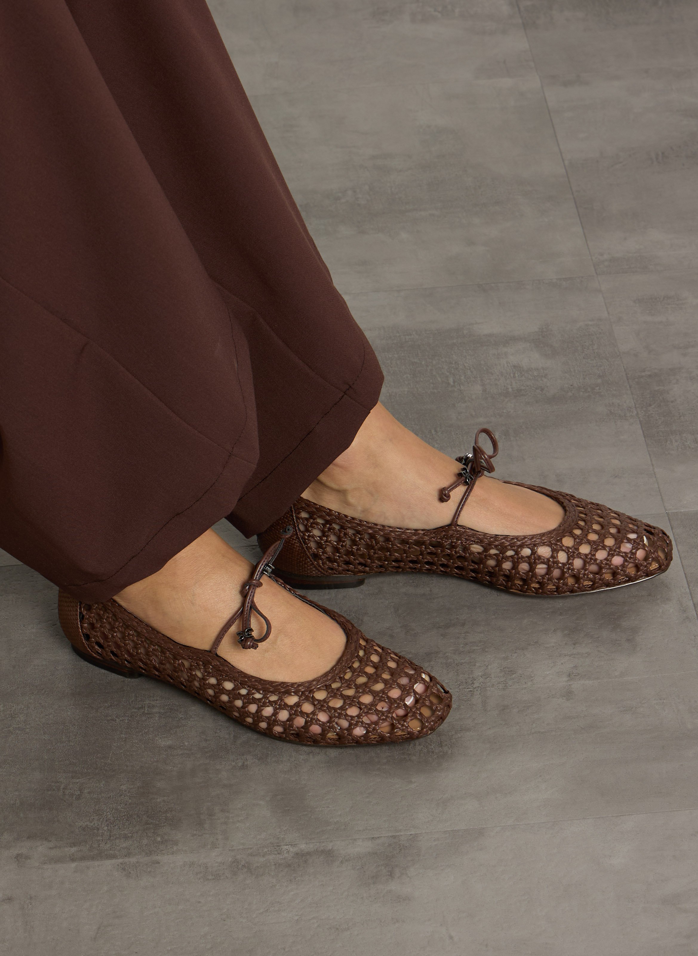 Ballerines en filet ajouré en raphia SAM EDELMAN Marron