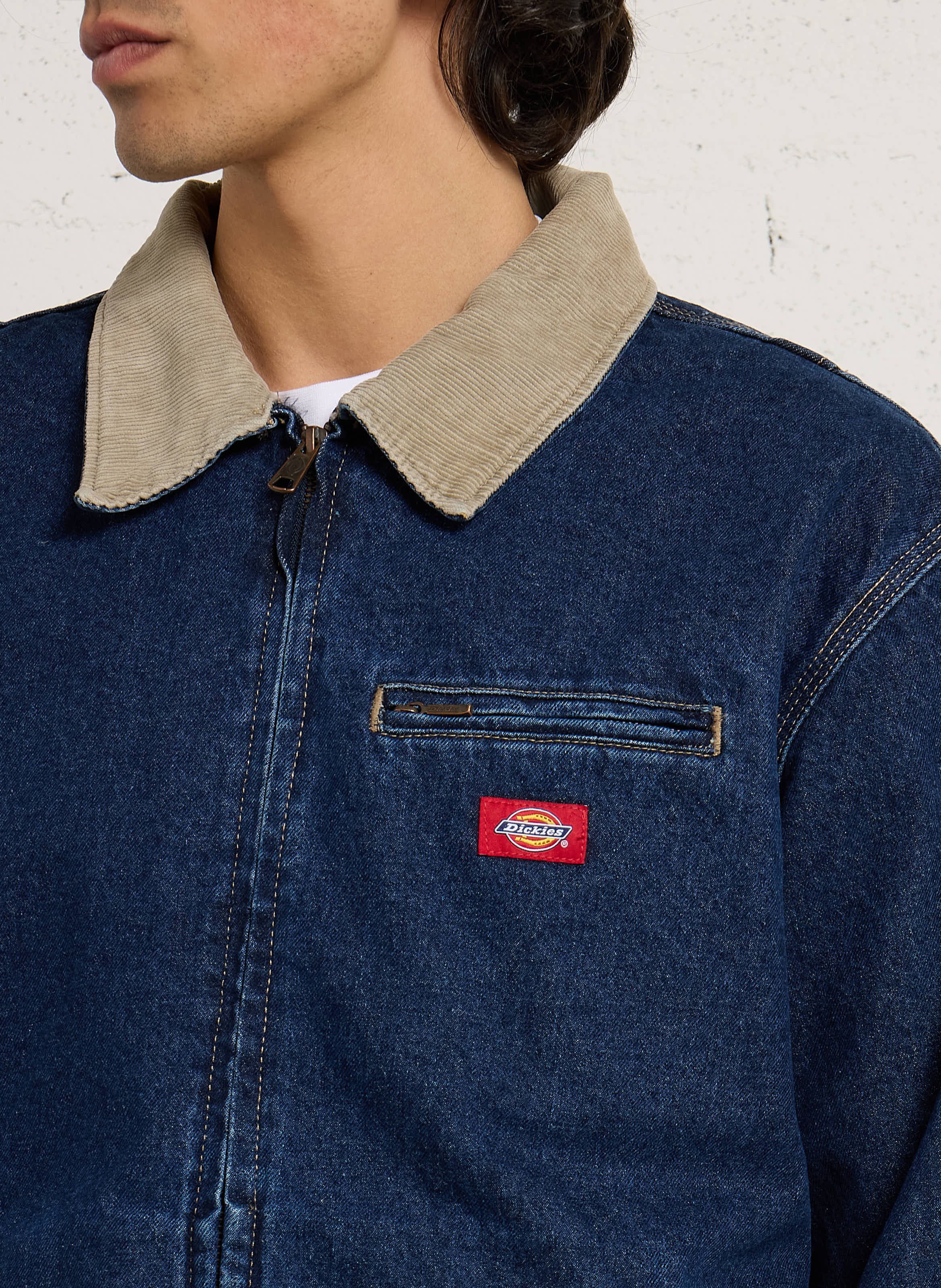 Klassieke katoenen denim jack met kraag DICKIES Blauw