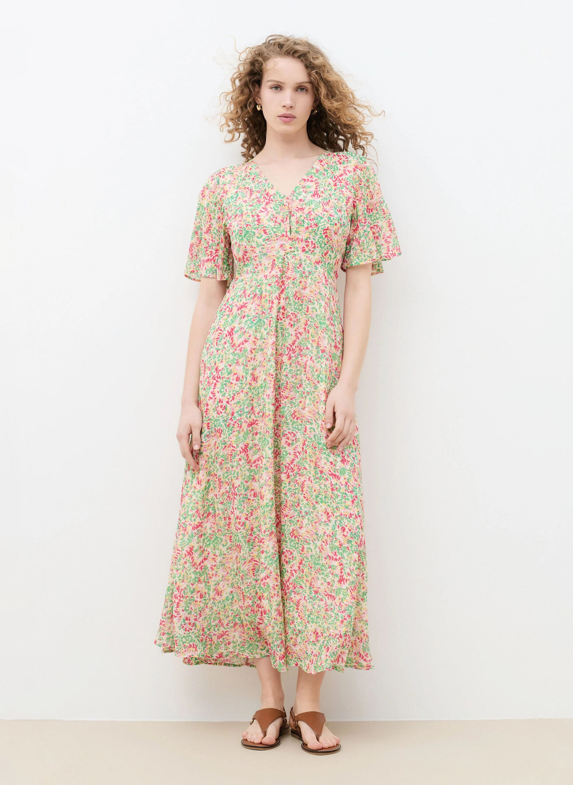 Robe longue cintrée CAROLL Vert