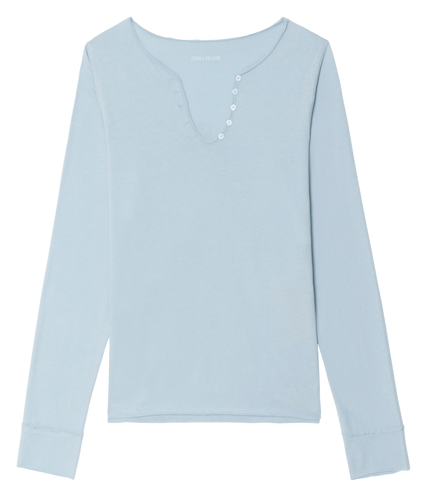 Tee-shirt col tunisien en coton bio ZADIG&VOLTAIRE Bleu