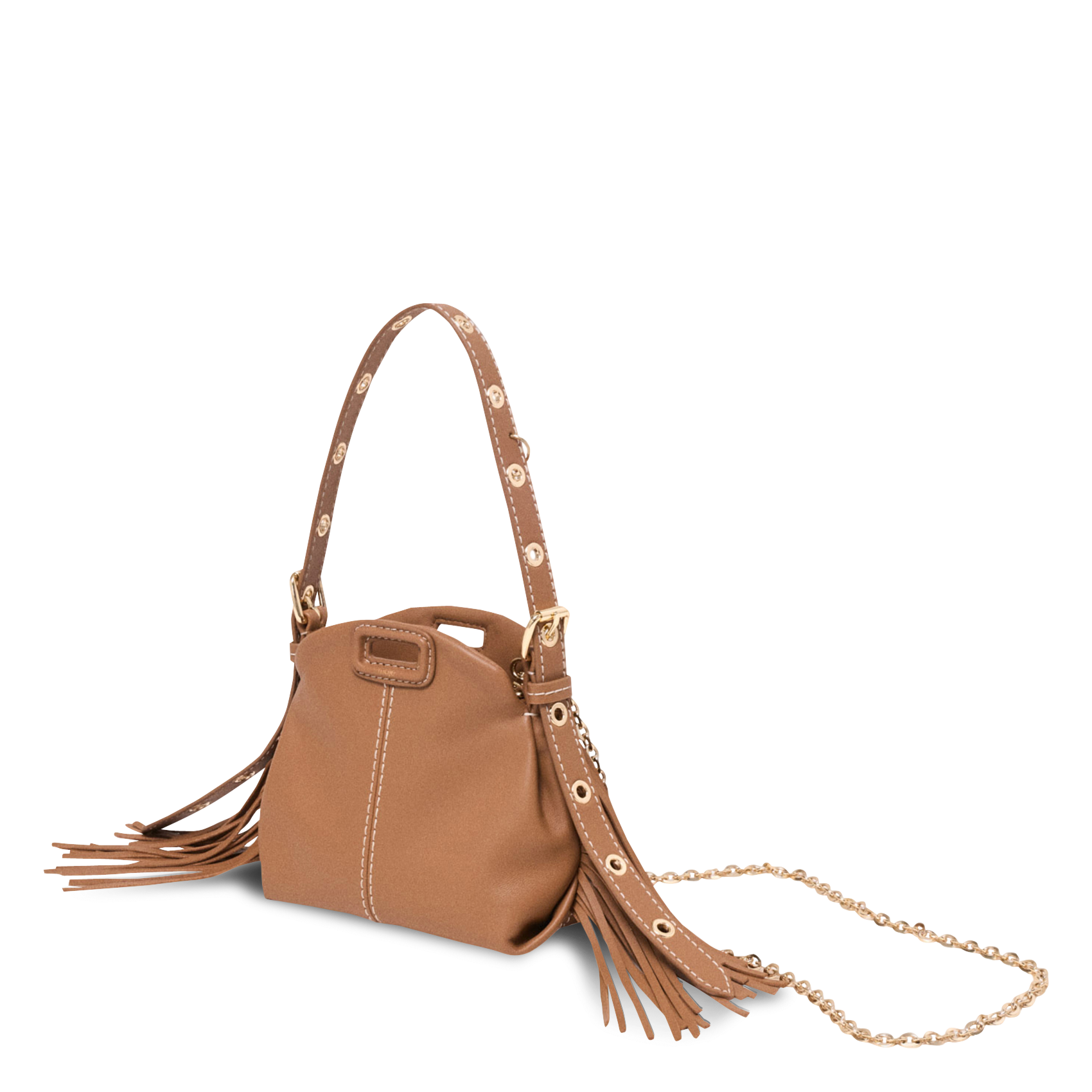 Sac porté épaule en cuir MAJE Marron