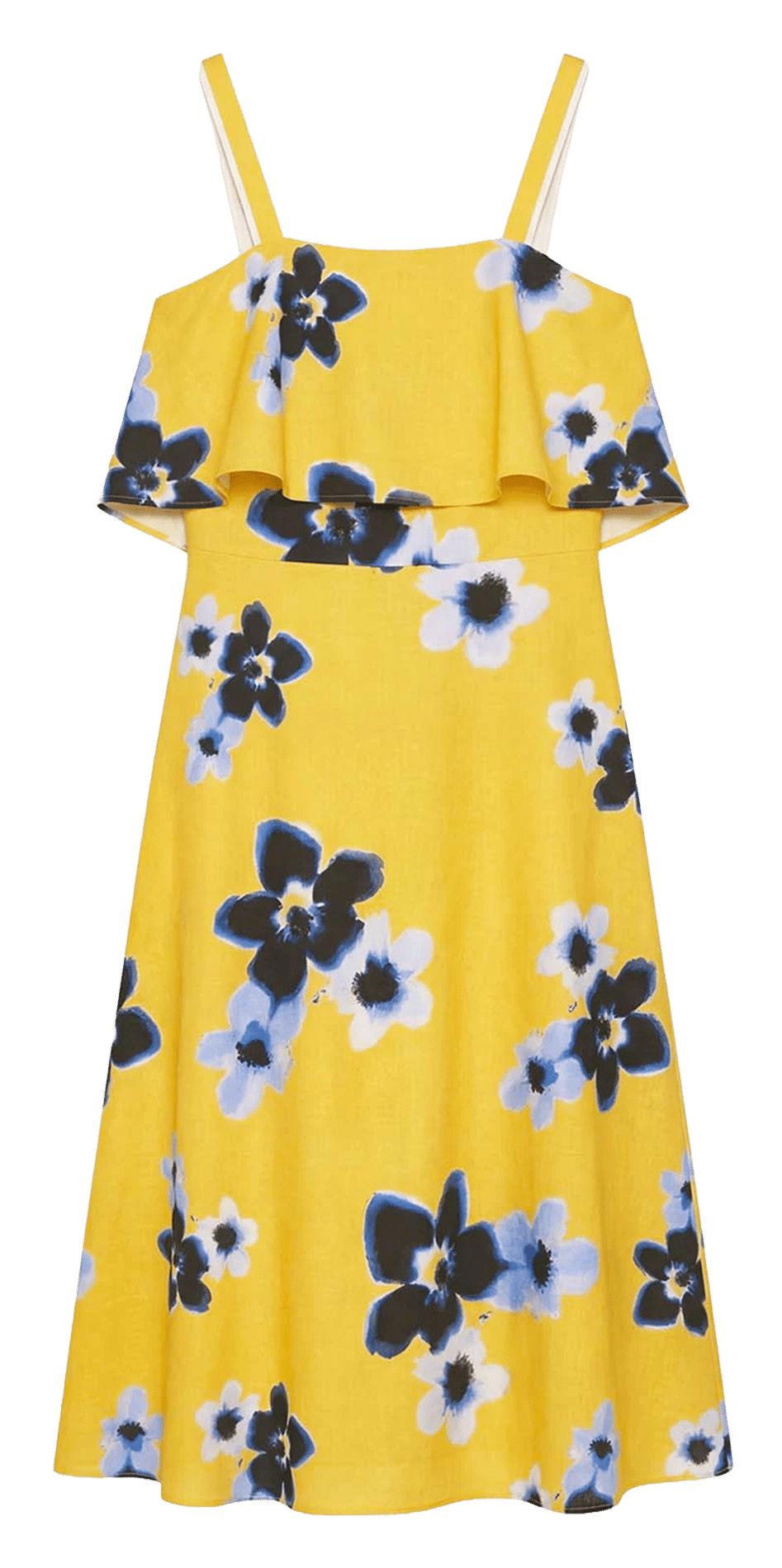 Robe courte col V en lin mélangé TARA JARMON Jaune