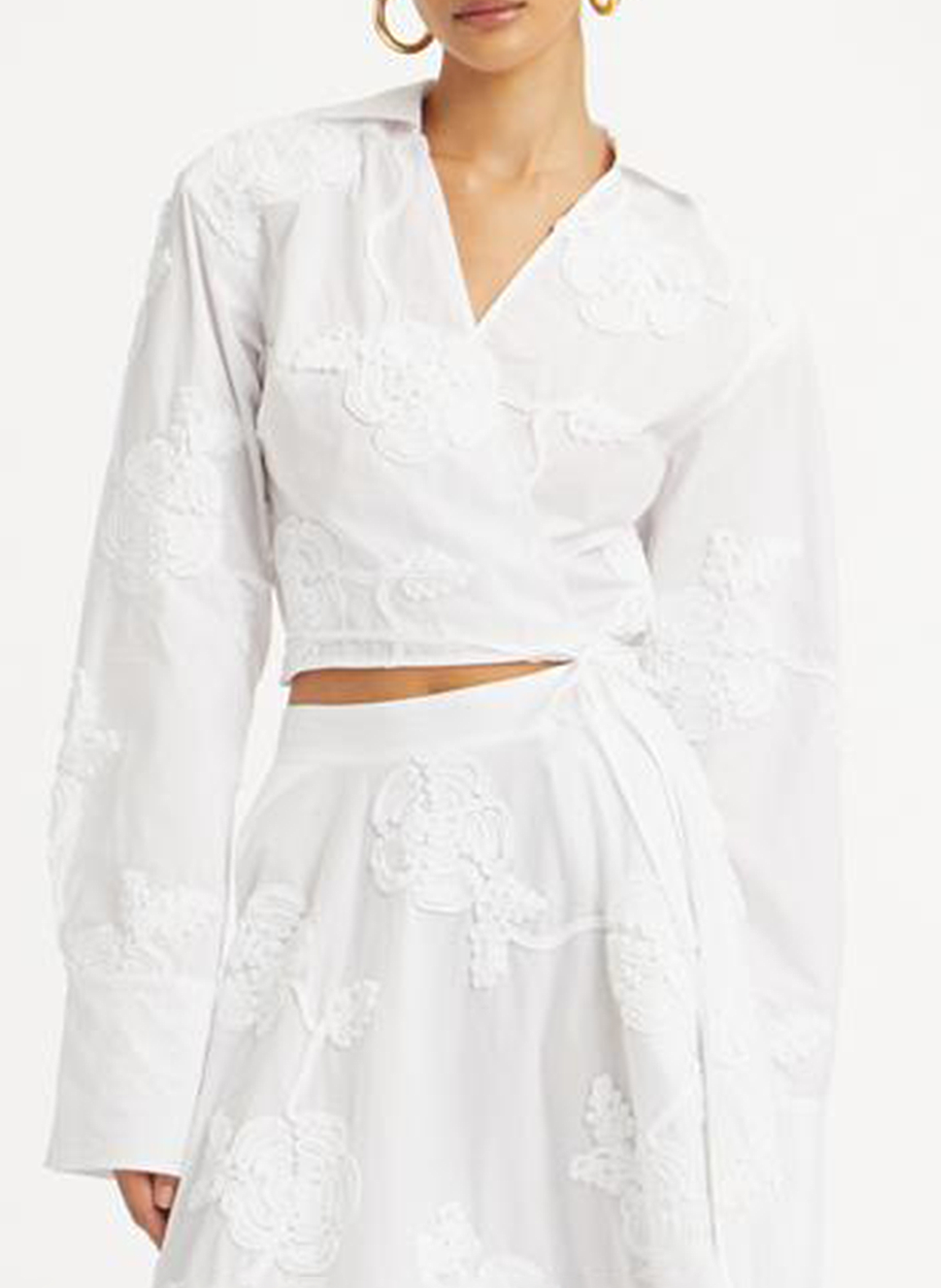 Chemise col classique en coton bio ROTATE Blanc