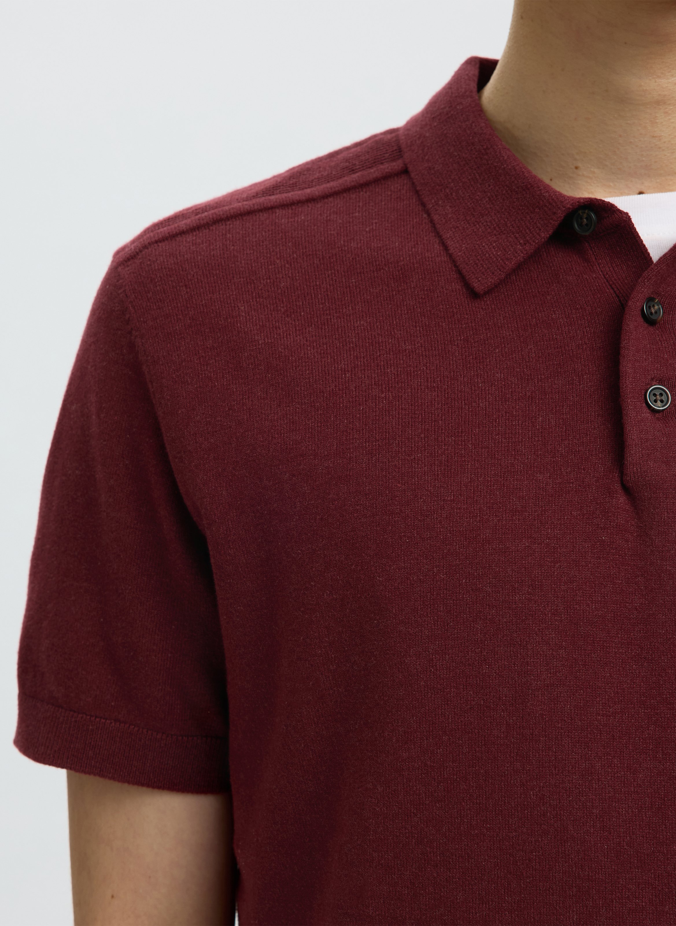 Polo manches courtes regular-fit en coton maillé SELECTED Prune