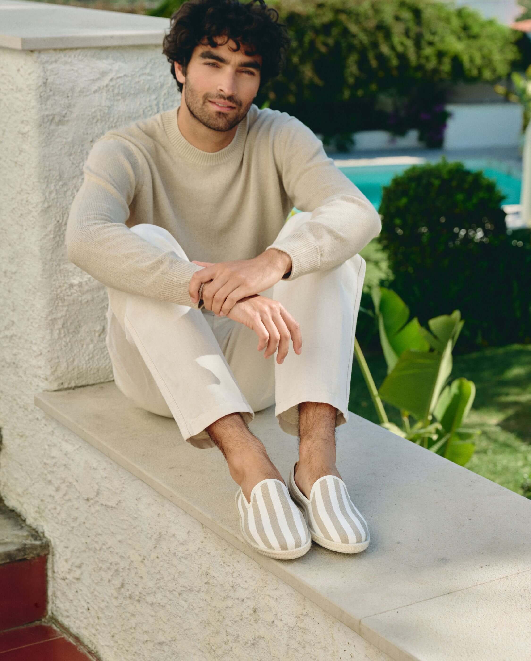 Men's espadrilles, beige stripes ANGARDE Stripes