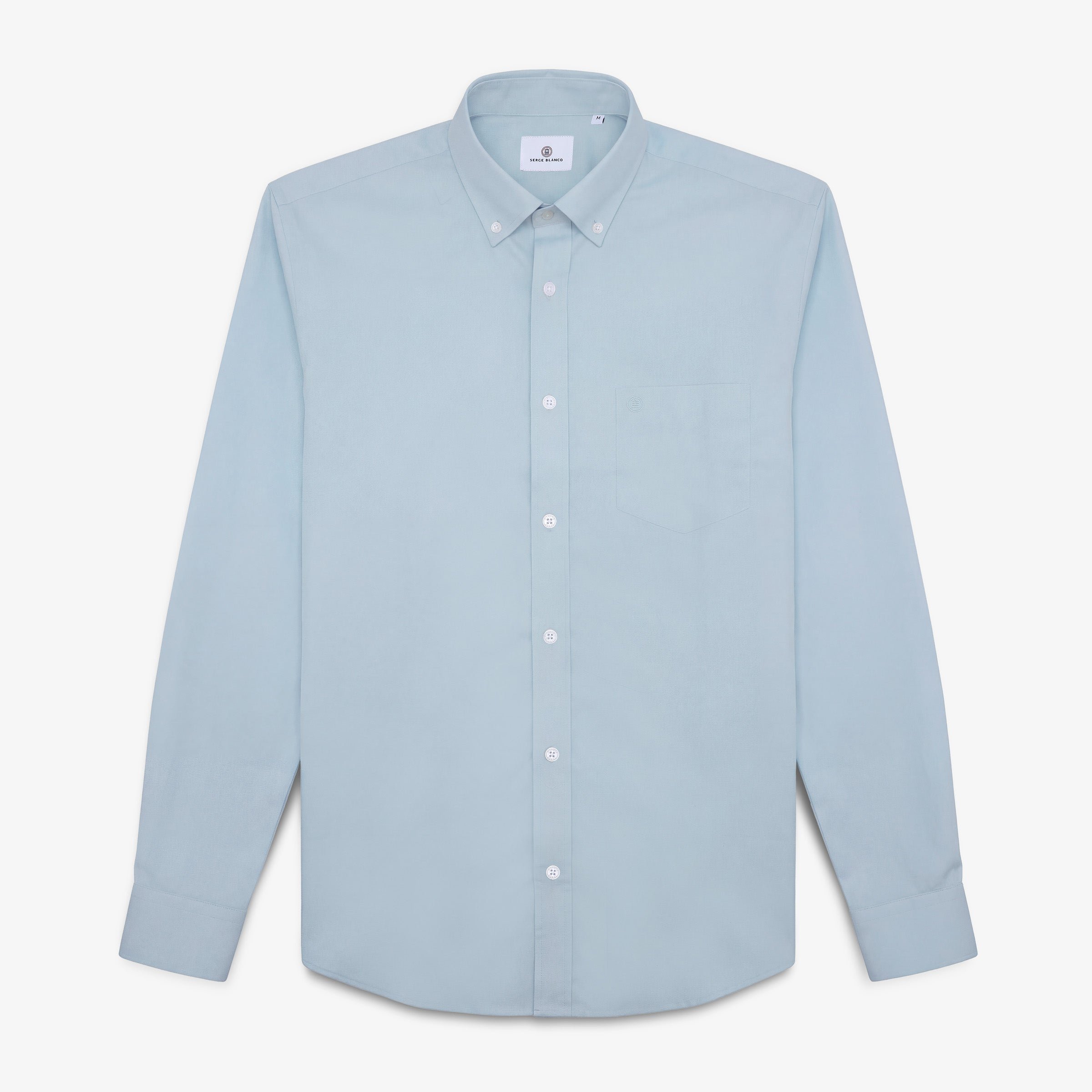 Long-sleeved cotton shirt with light blue chest pocket SERGE BLANCO Blue