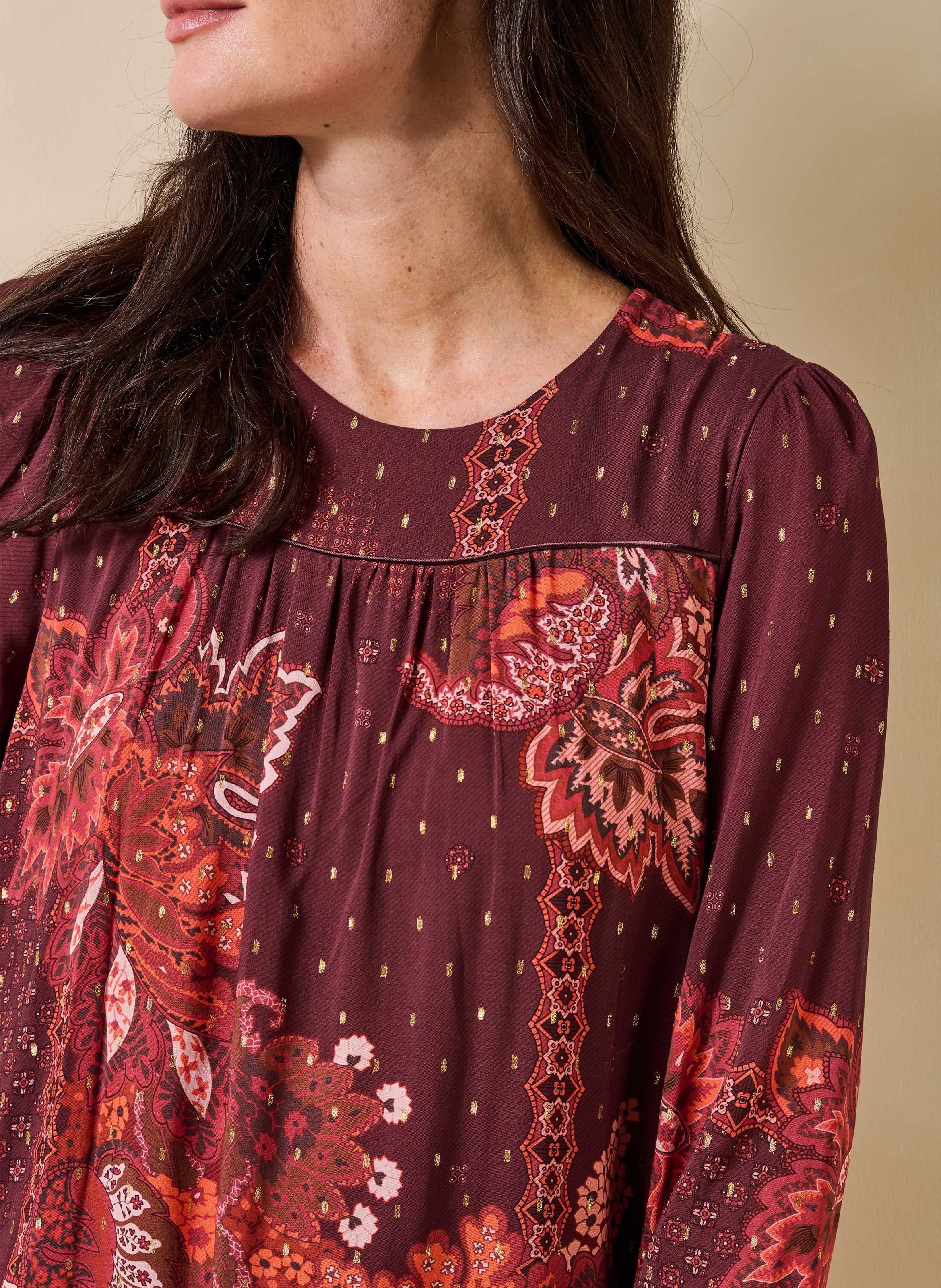 Robe droite courte à imprimé LA FEE MARABOUTEE Rouge
