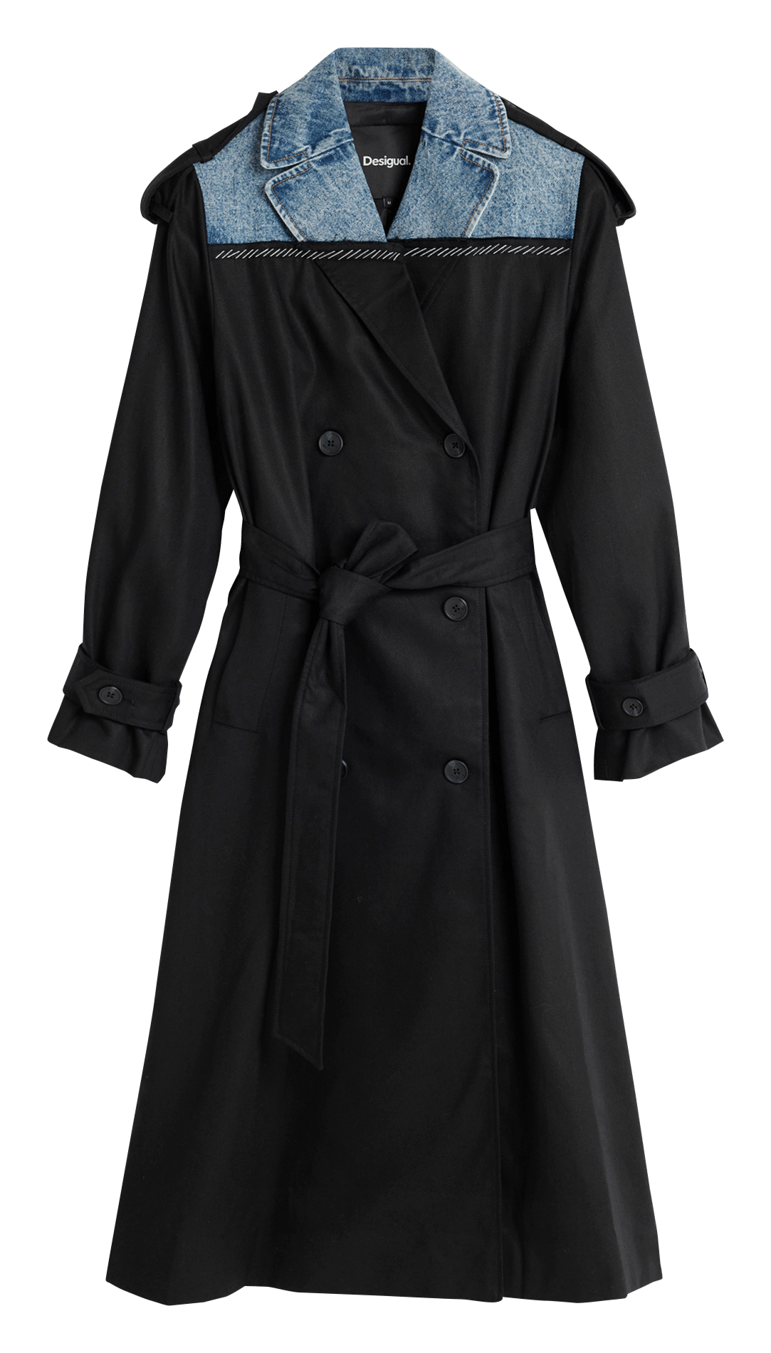 Trench col tailleur en coton mélangé DESIGUAL Noir