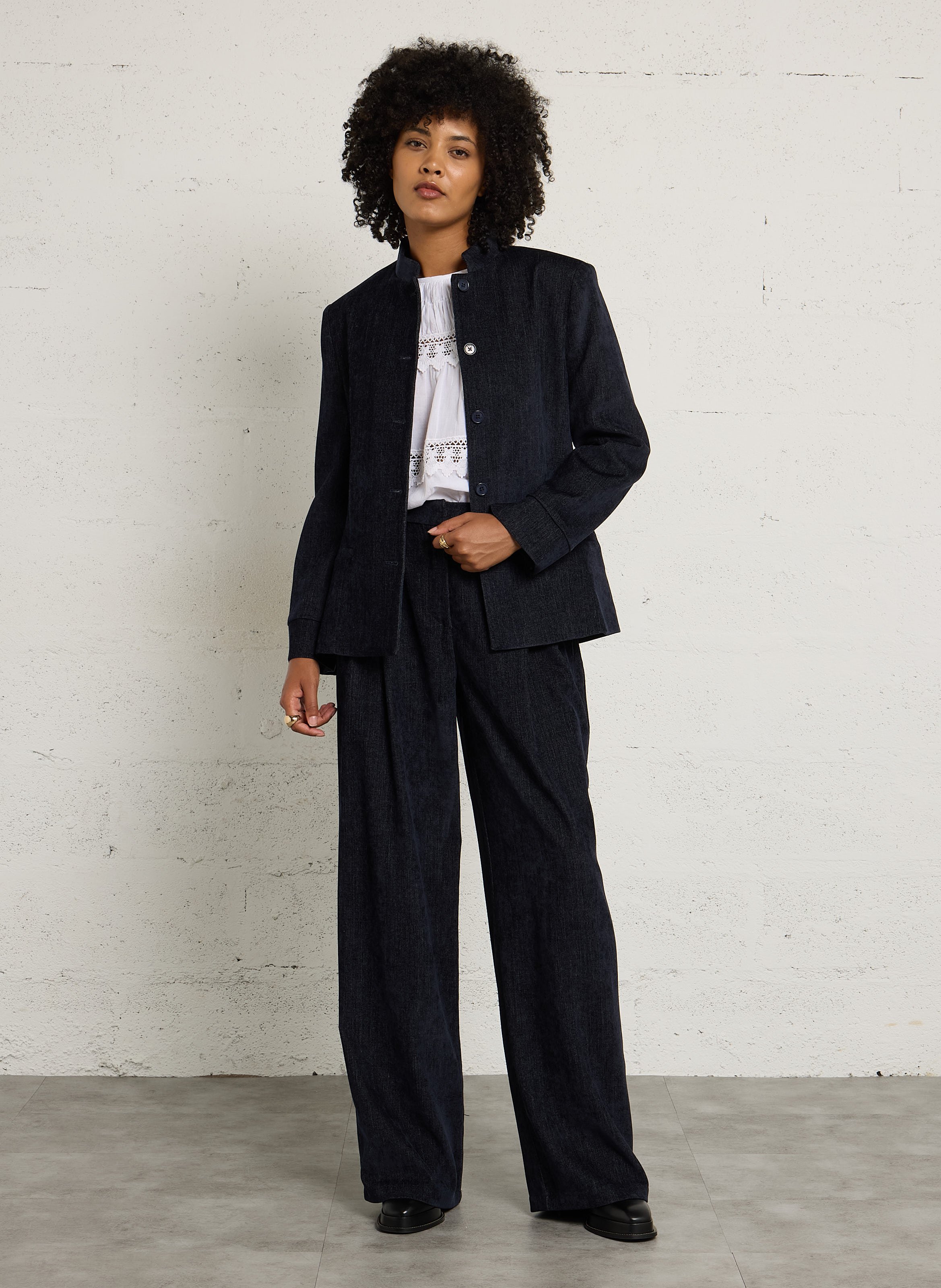 High-waisted wide-leg pants PLEASE Blue