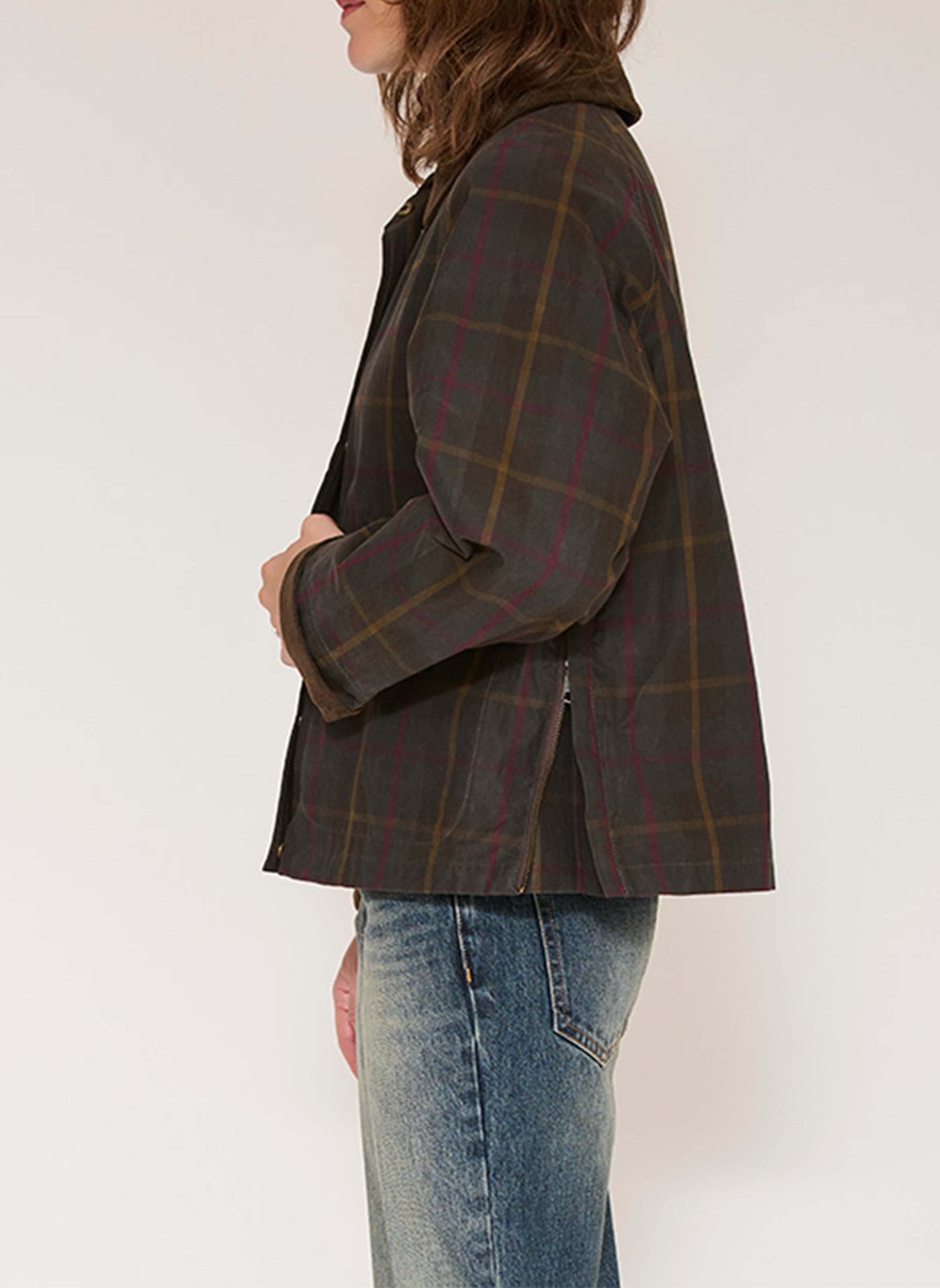 Veste droite col classique à carreaux en coton MKT Multicolore