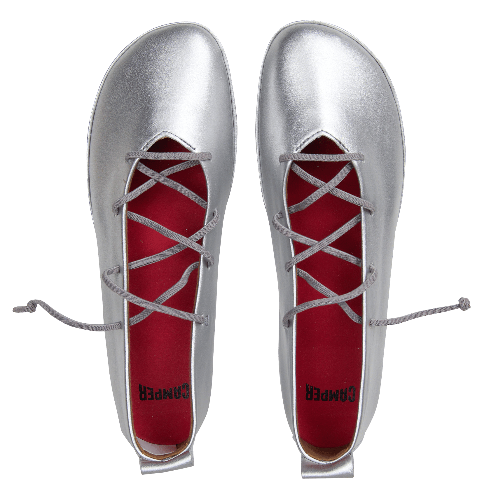 Mixed leather ballerina flats CAMPER Silver