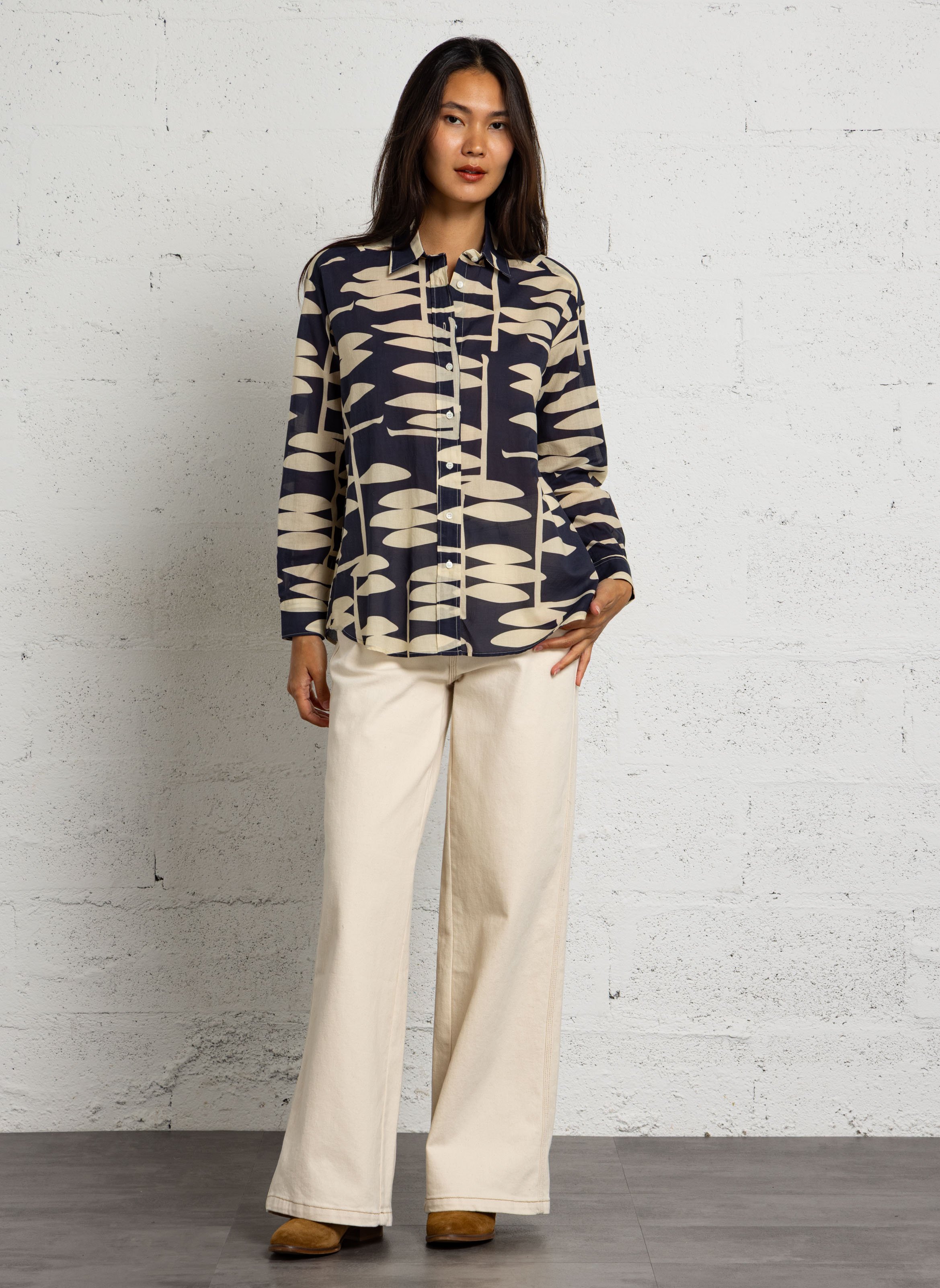 Chemise col classique en coton HARTFORD Multicolore