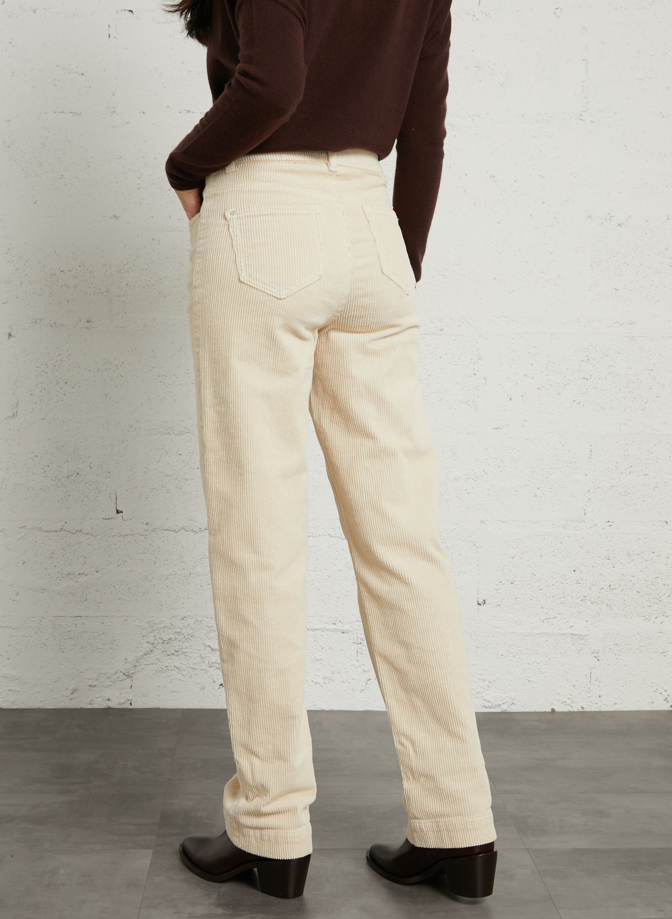 Straight corduroy pants in blended cotton MAISON 123 White