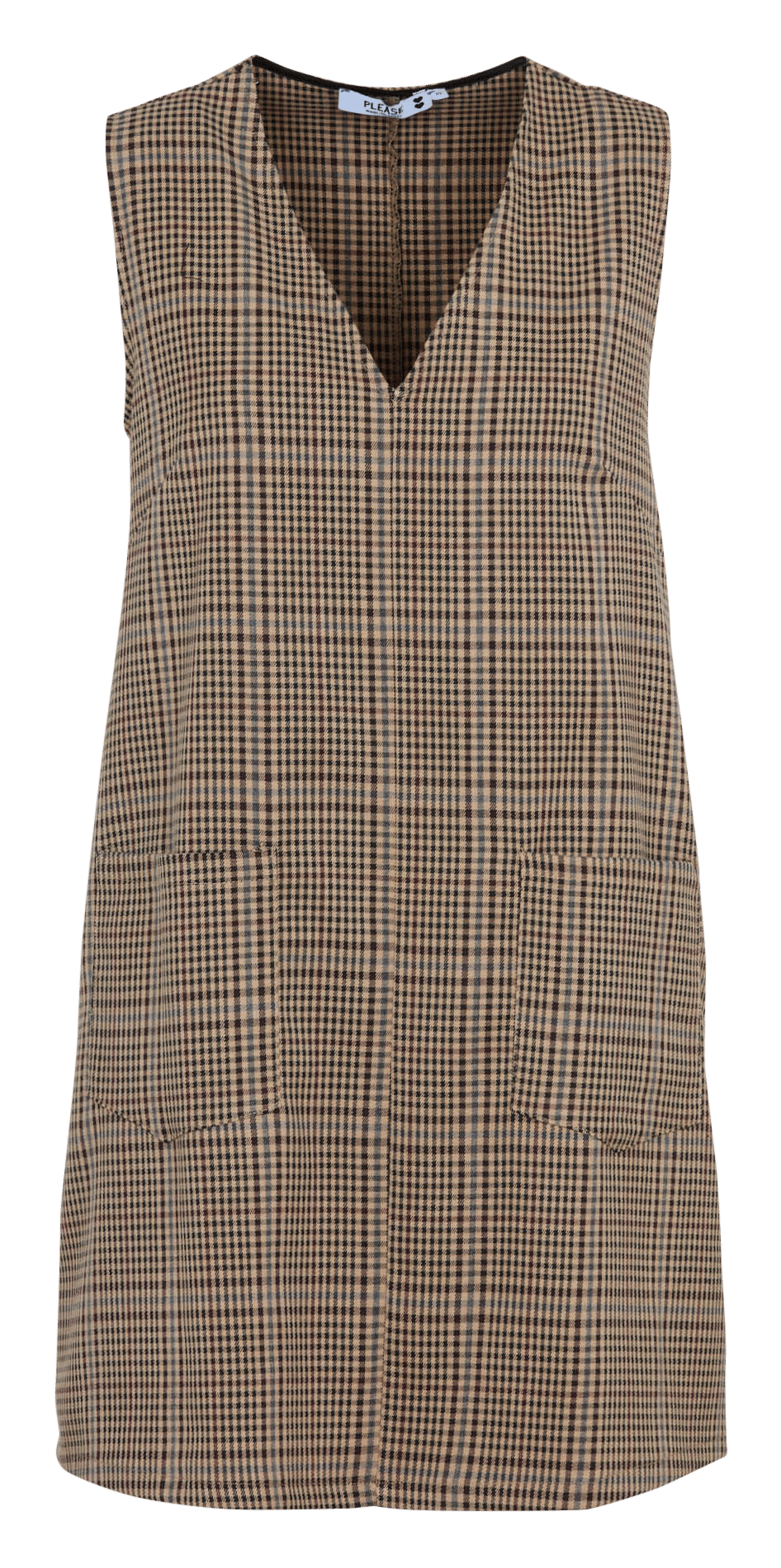 Robe courte à carreaux PLEASE Marron