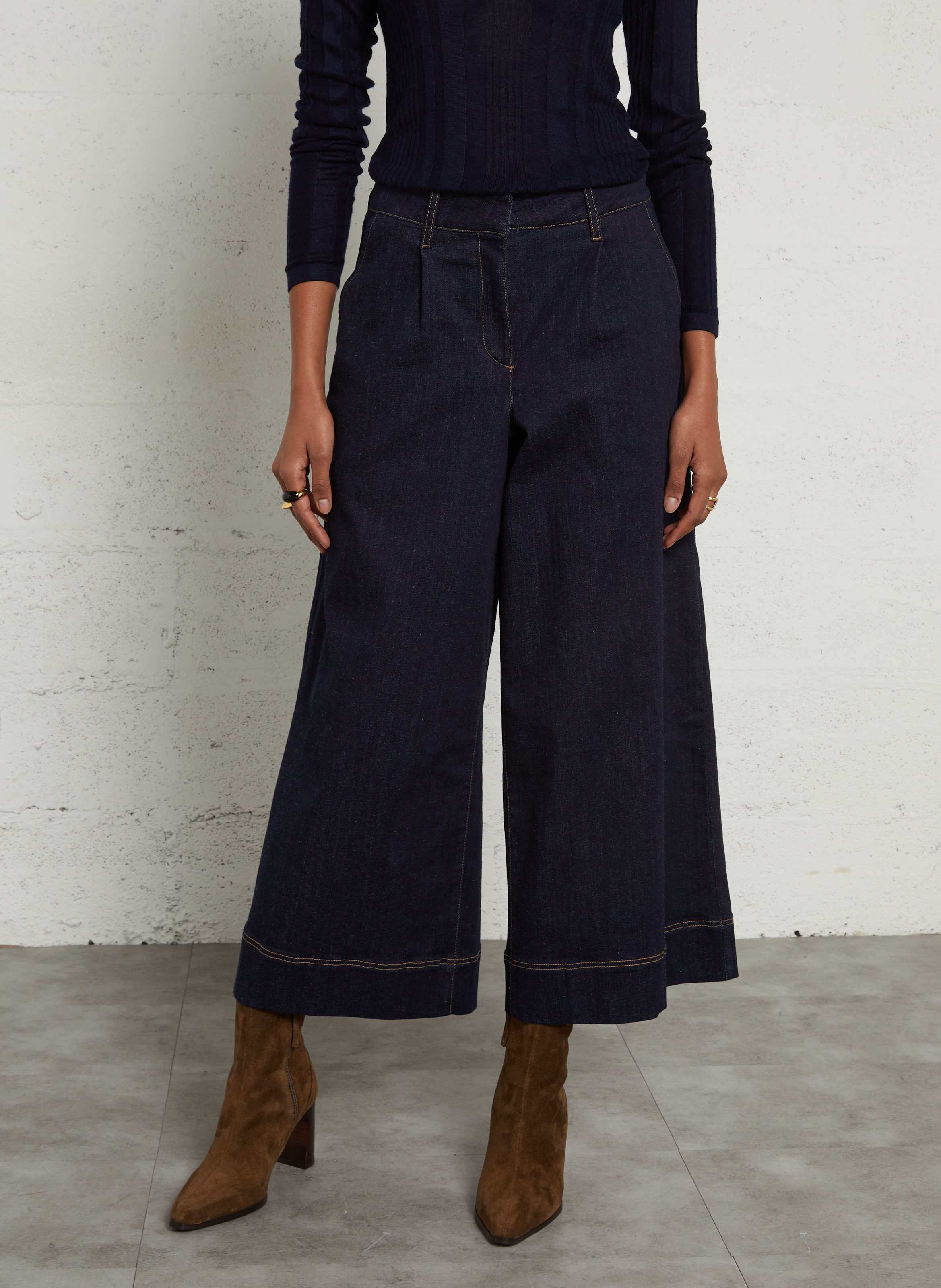 Rechte, cropped jeans - katoenblend MAISON 123 Blauw