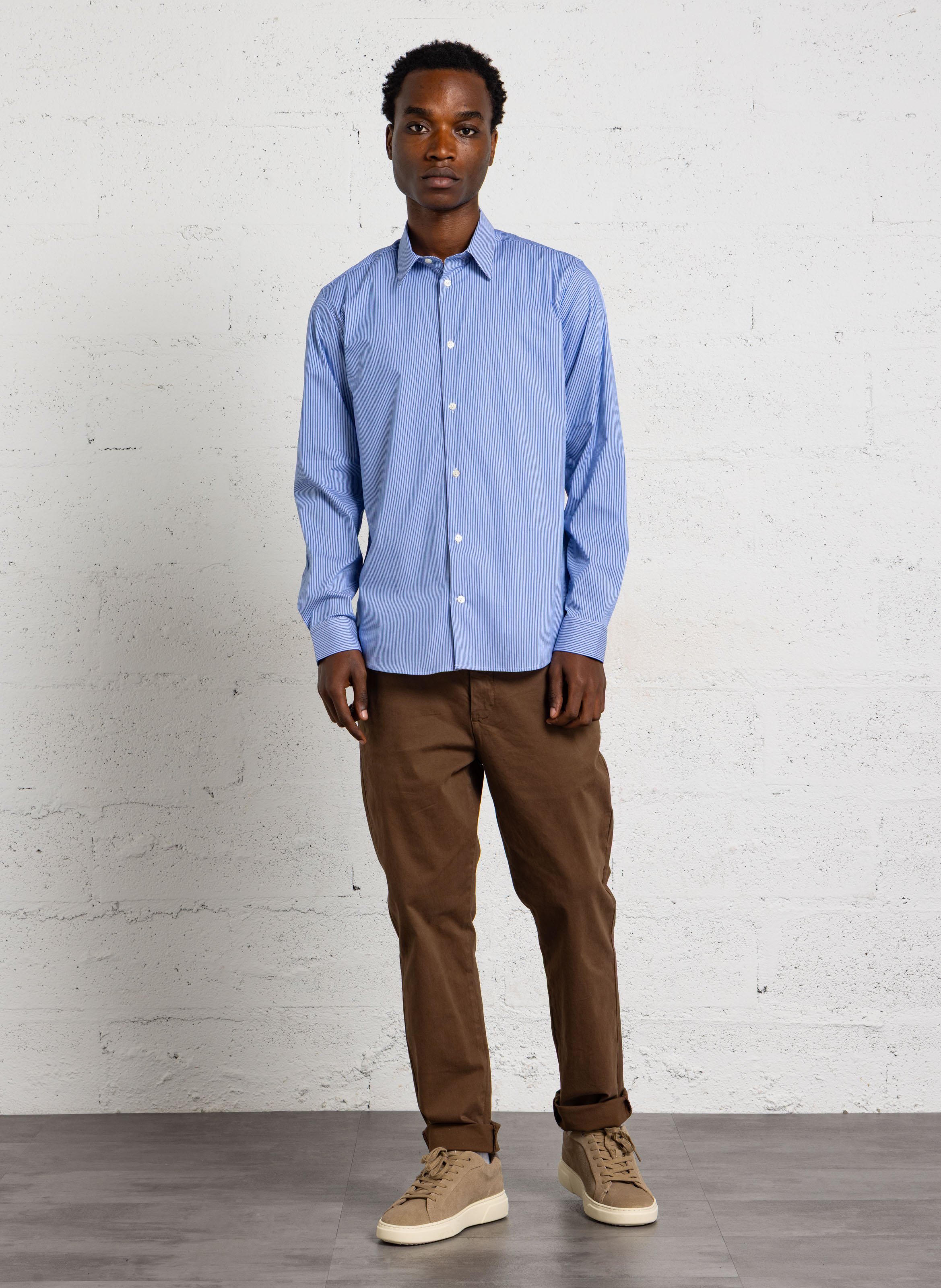 Chemise col classique en cootn AU PRINTEMPS PARIS Bleu