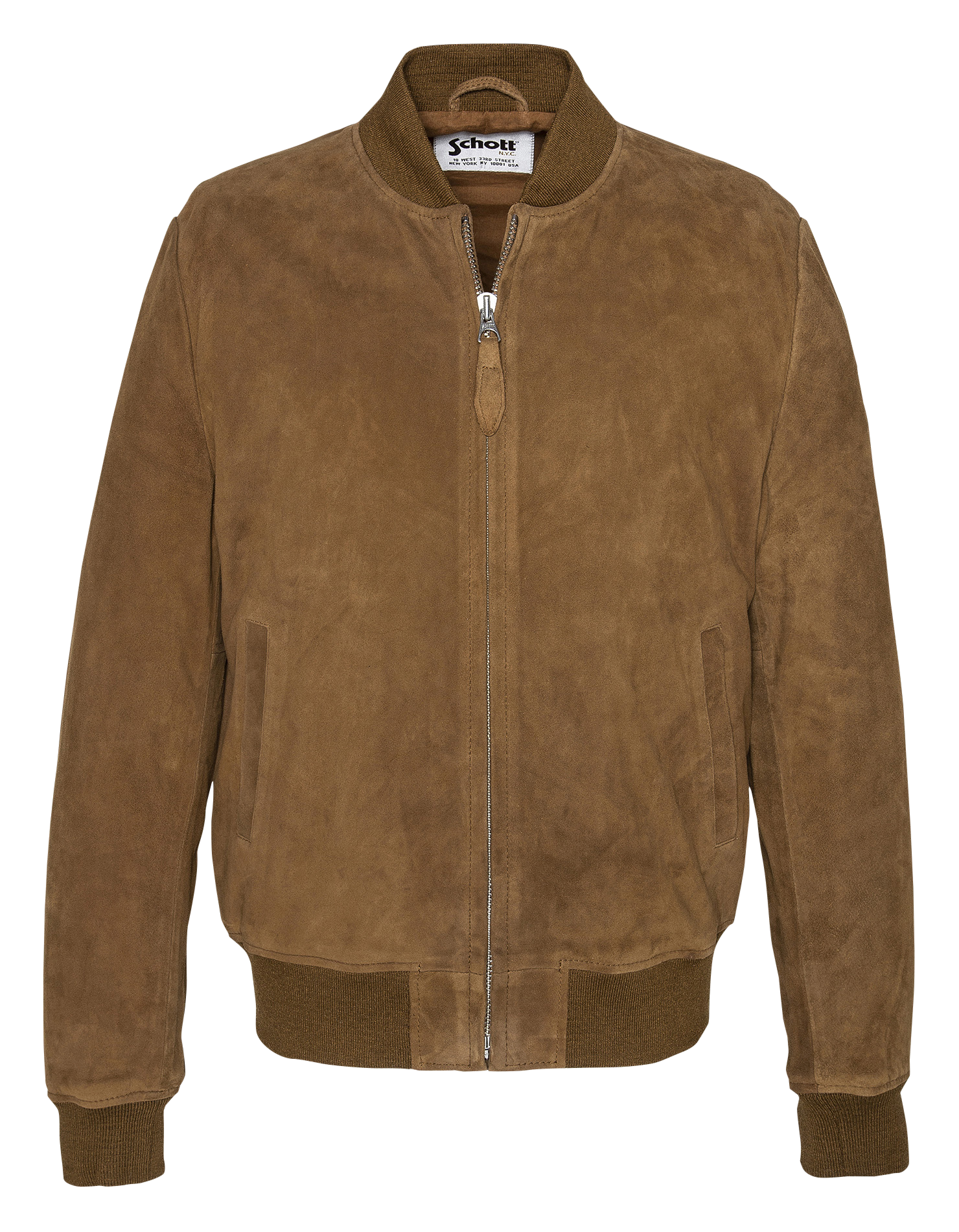 Blouson zippé en cuir SCHOTT Marron