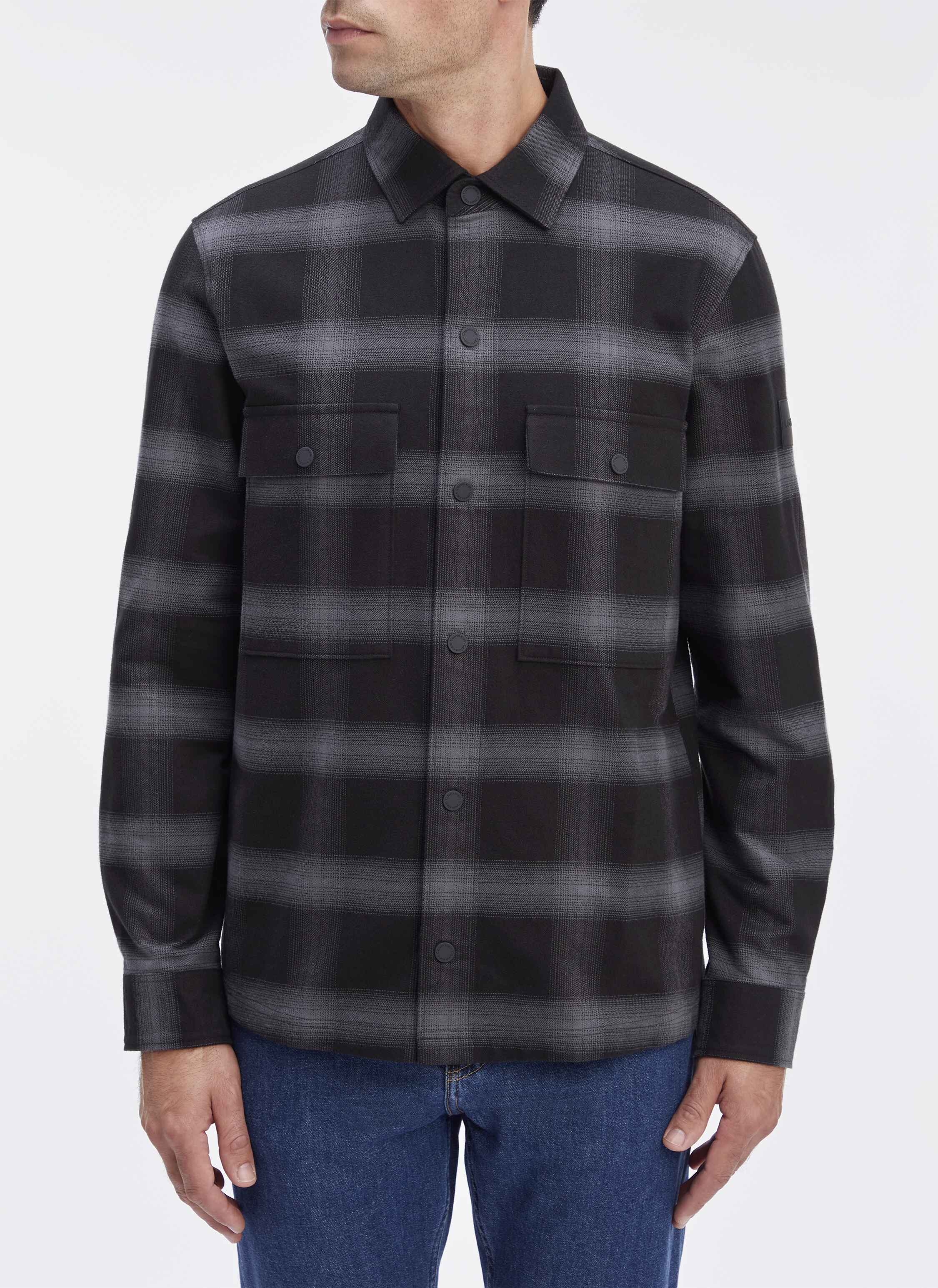 Checked cotton overshirt with classic collar CALVIN KLEIN Black