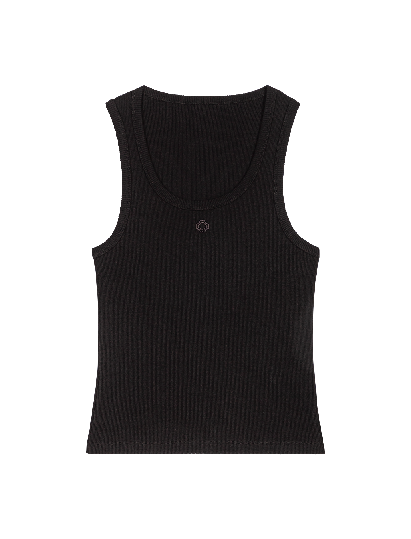 Débardeur droit col rond en coton côtelé  Noir