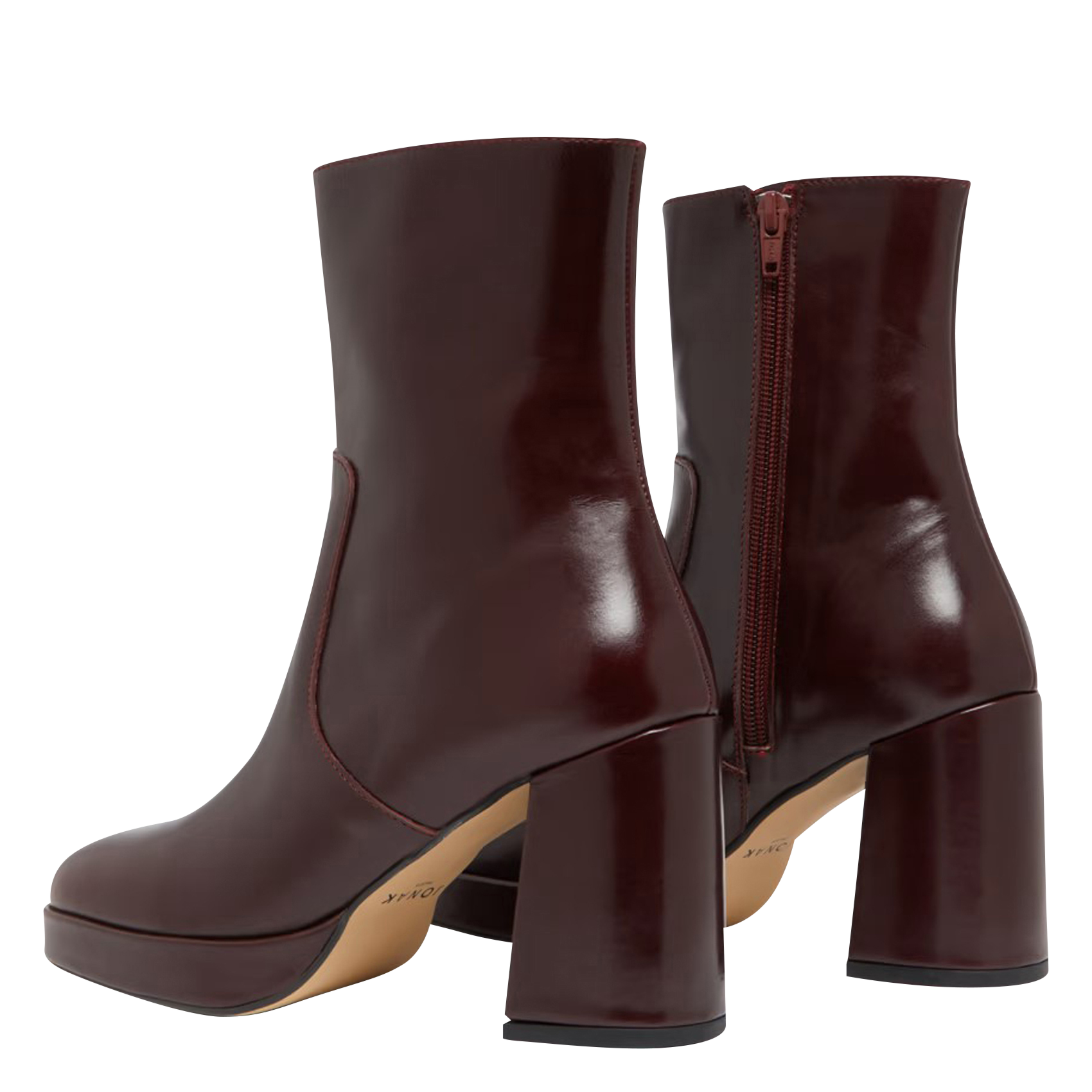 - 100% Leder, - abgerundet, - Reißverschluss innen, - Absatzhöhe: 9 cm. JONAK Rot